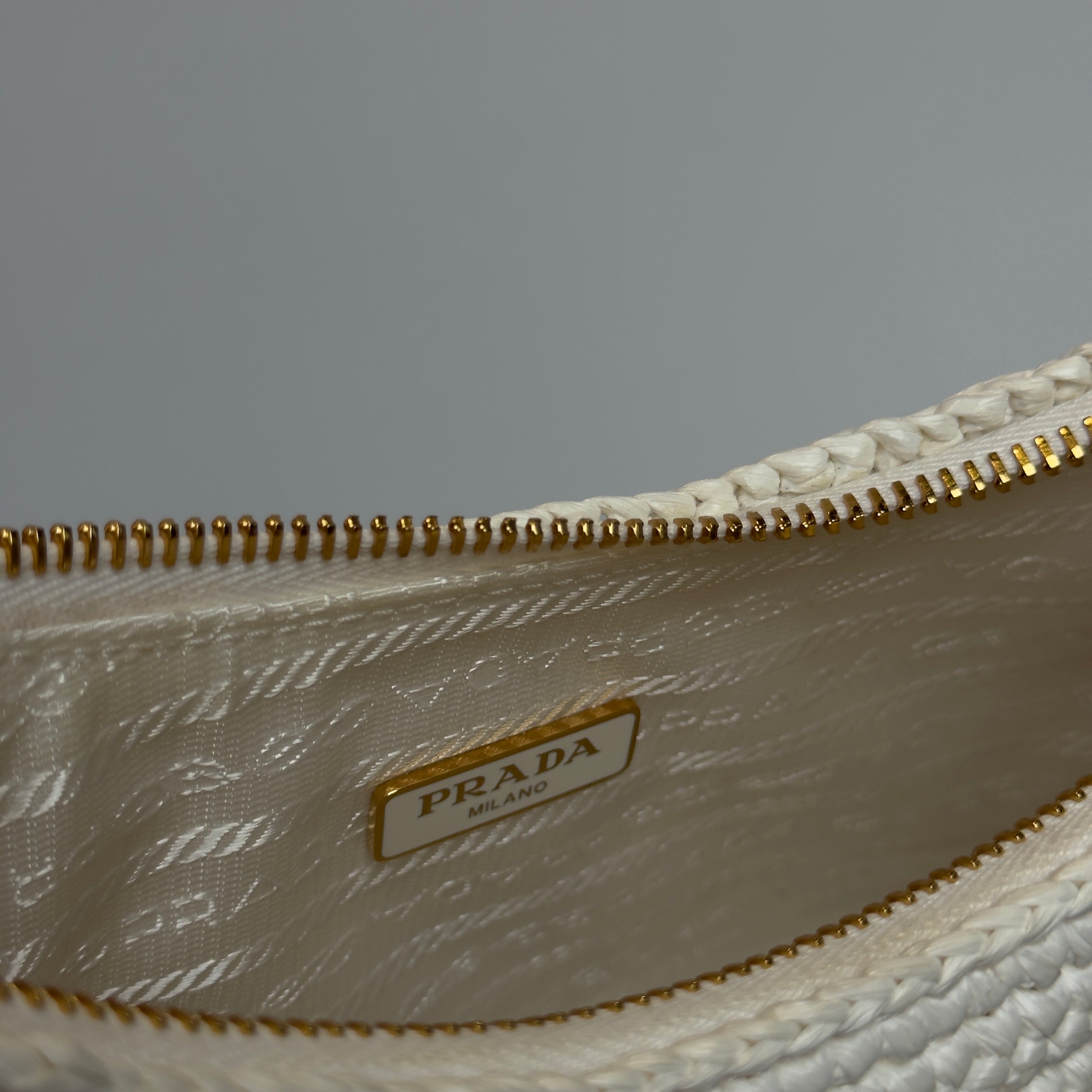 Prada Saffiano White Raffia