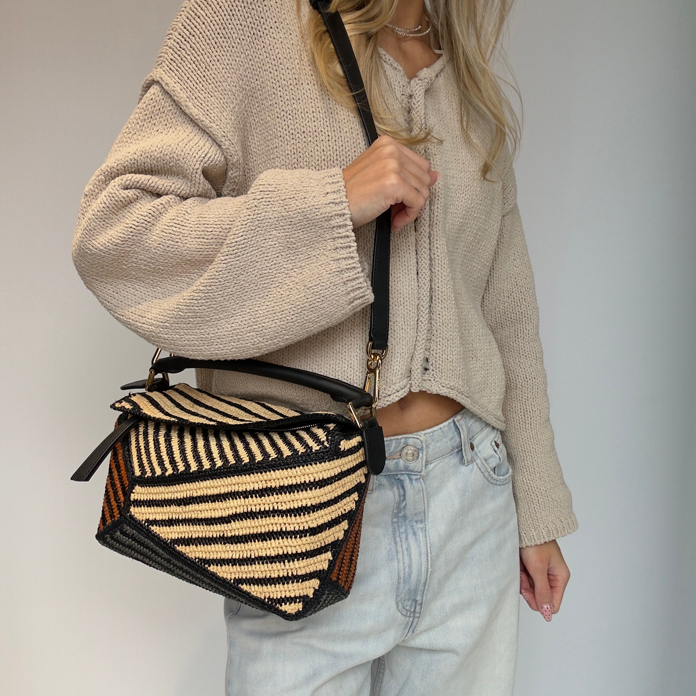 Loewe x Paula's Ibiza Raffia Honey Gold Puzzle Bag Large
