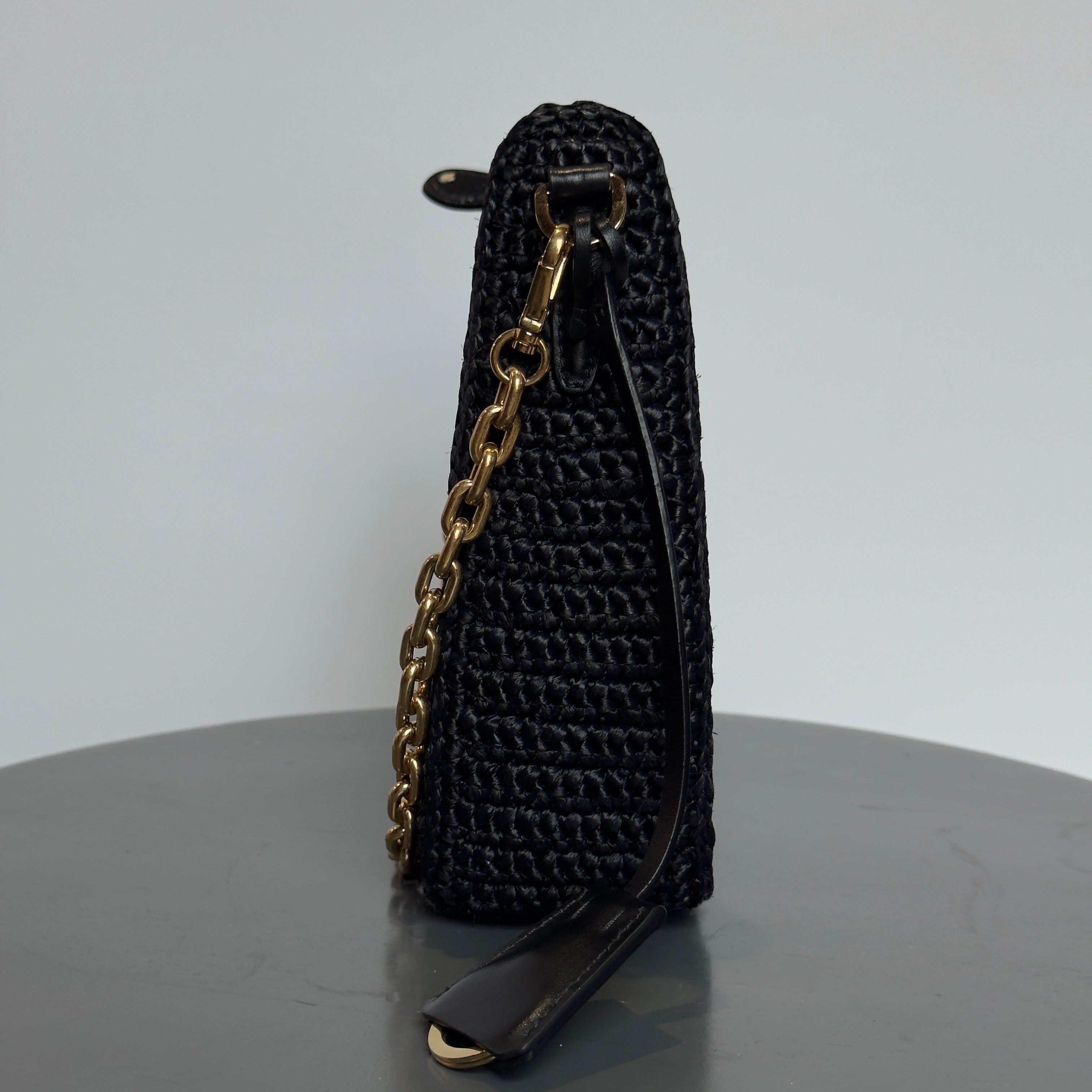 Prada Saffiano Black Raffia