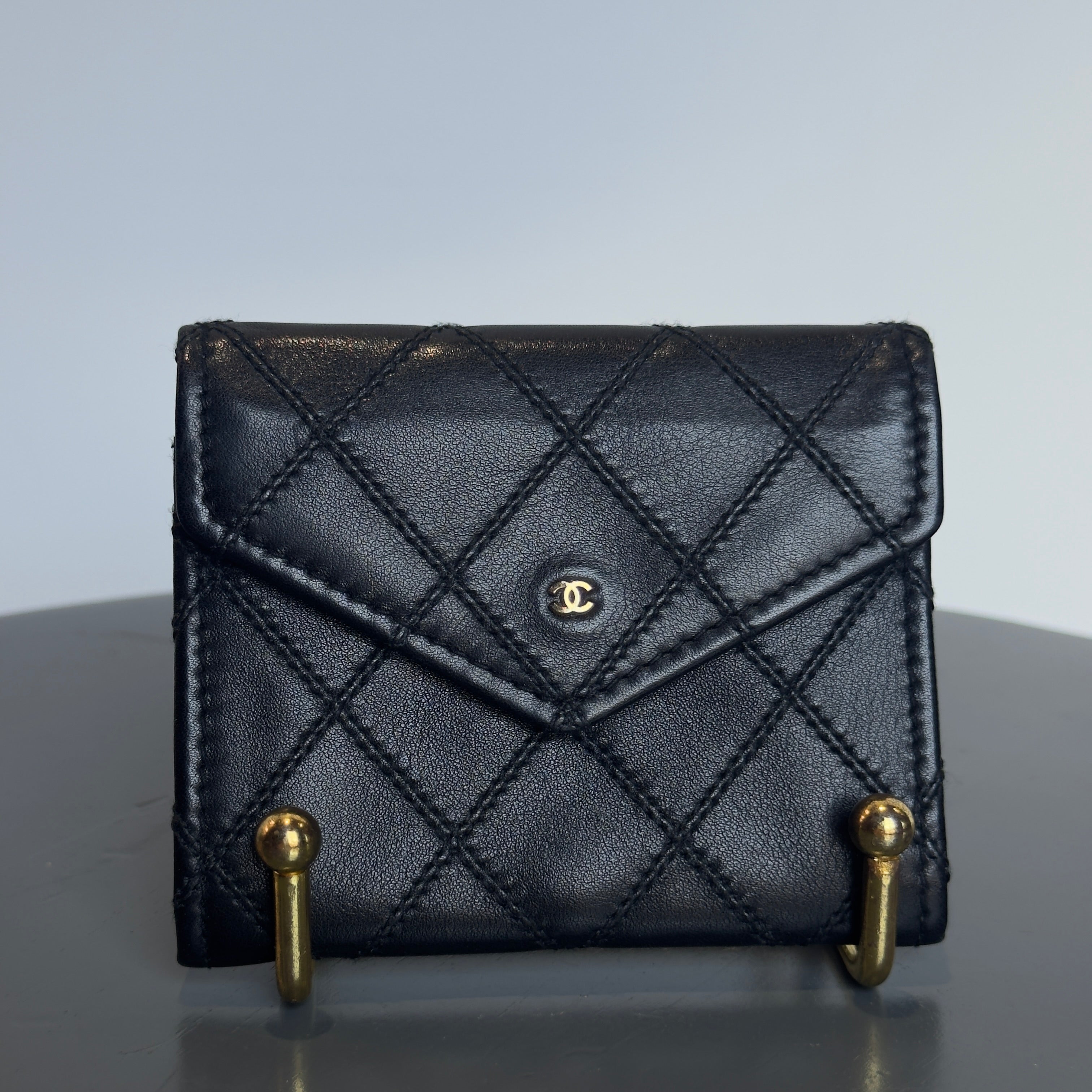 Vintage Black Chanel Quilted Snap Wallet