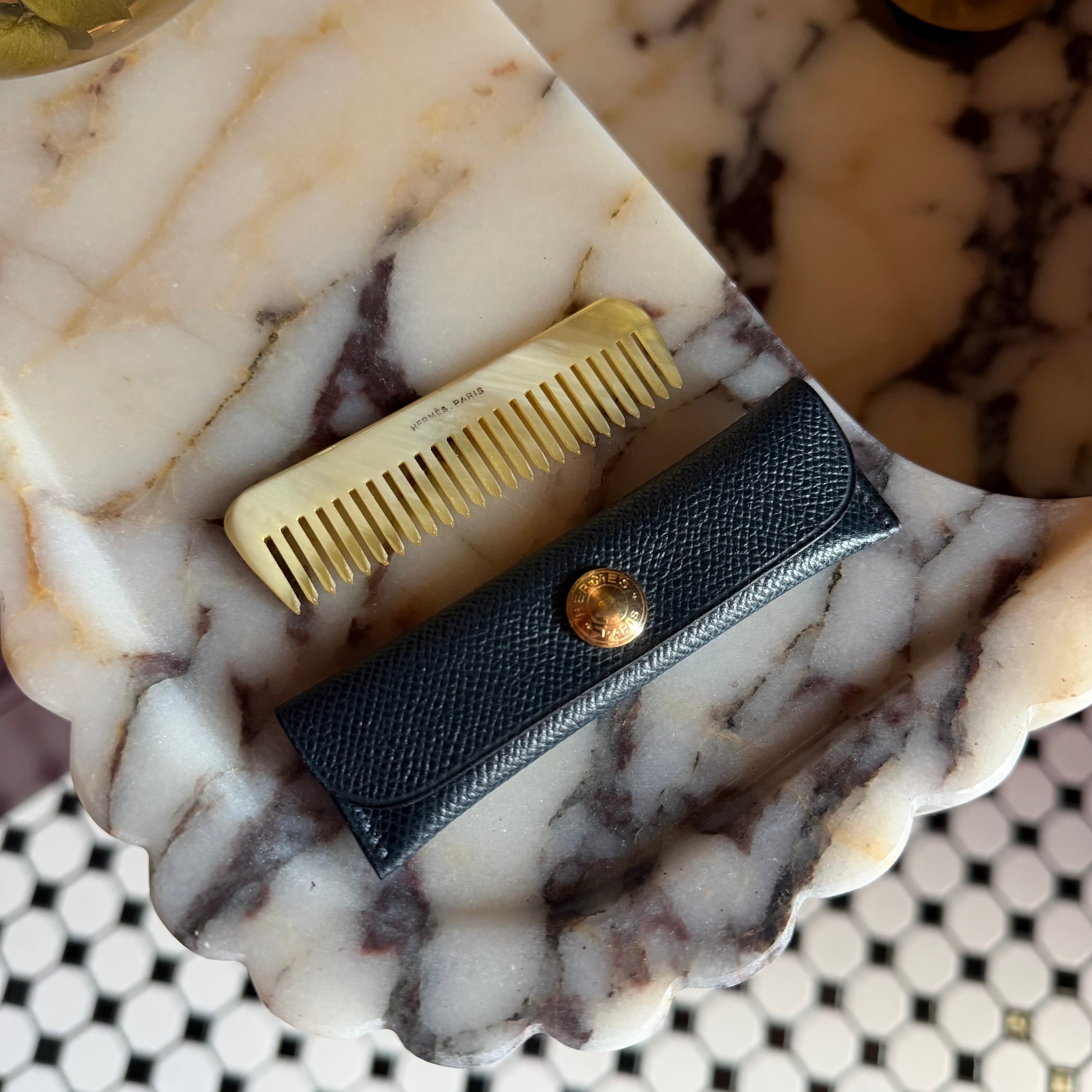 Hermes Buffalo Horn Comb and Case