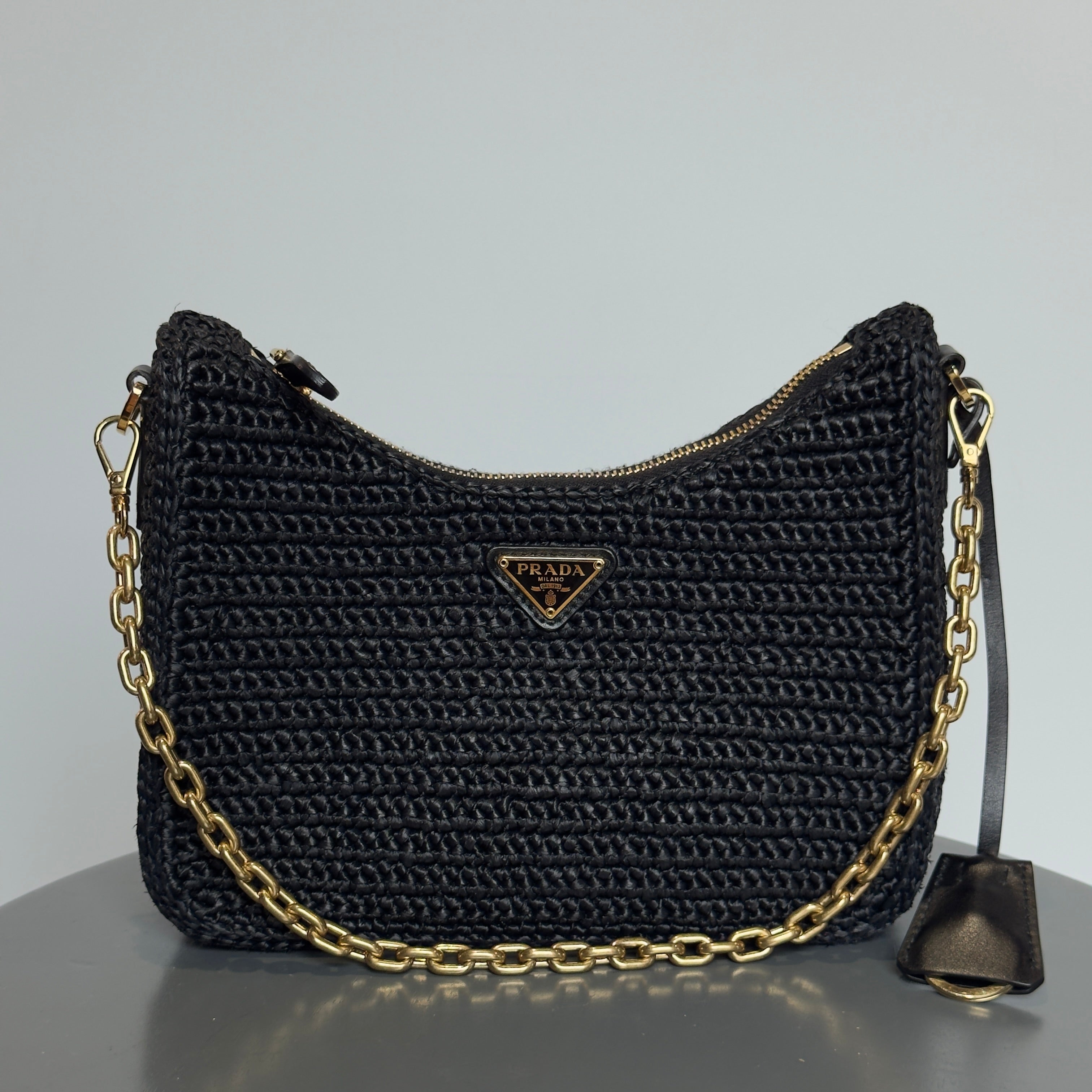Prada Saffiano Black Raffia