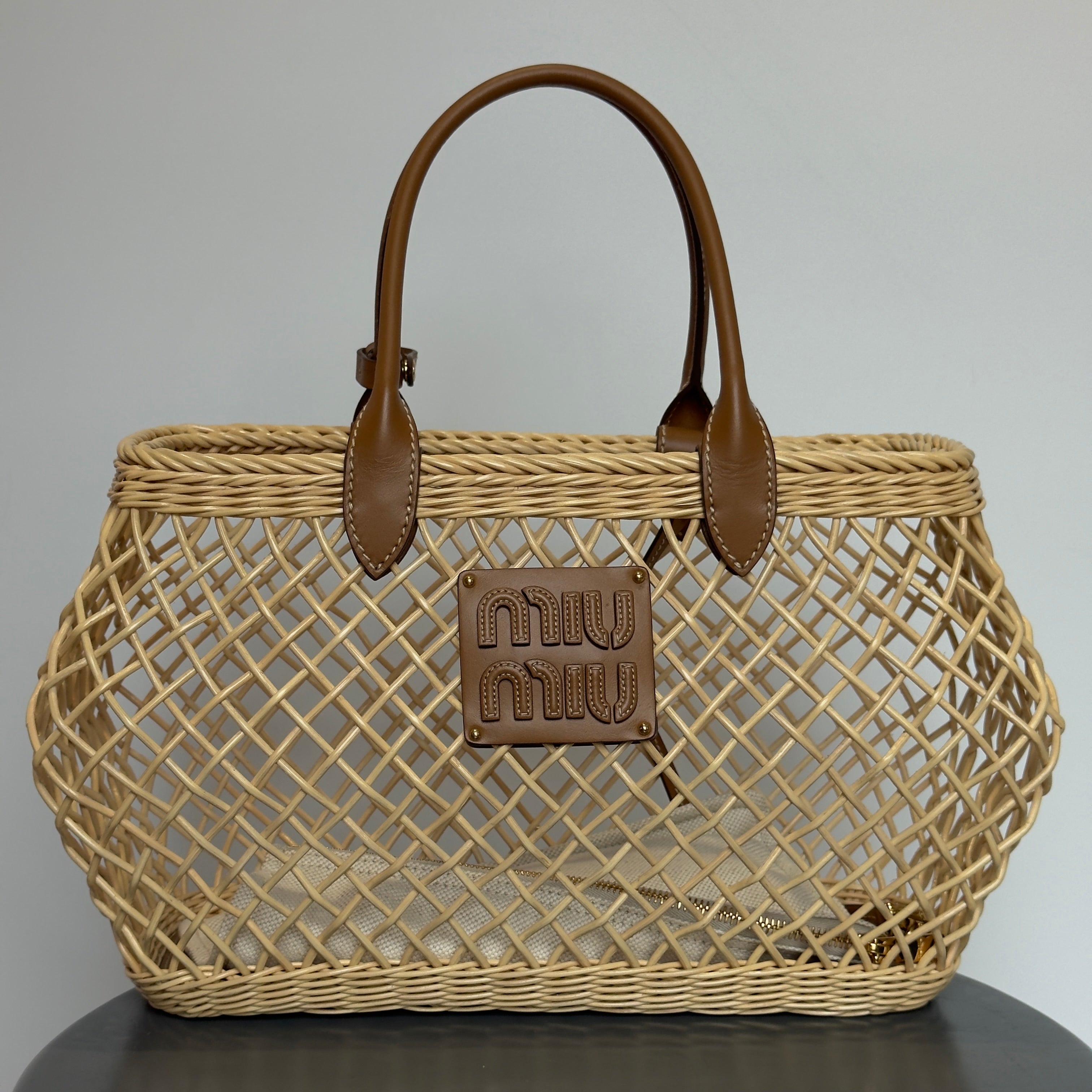 Miu Miu Rattan Basket Bag