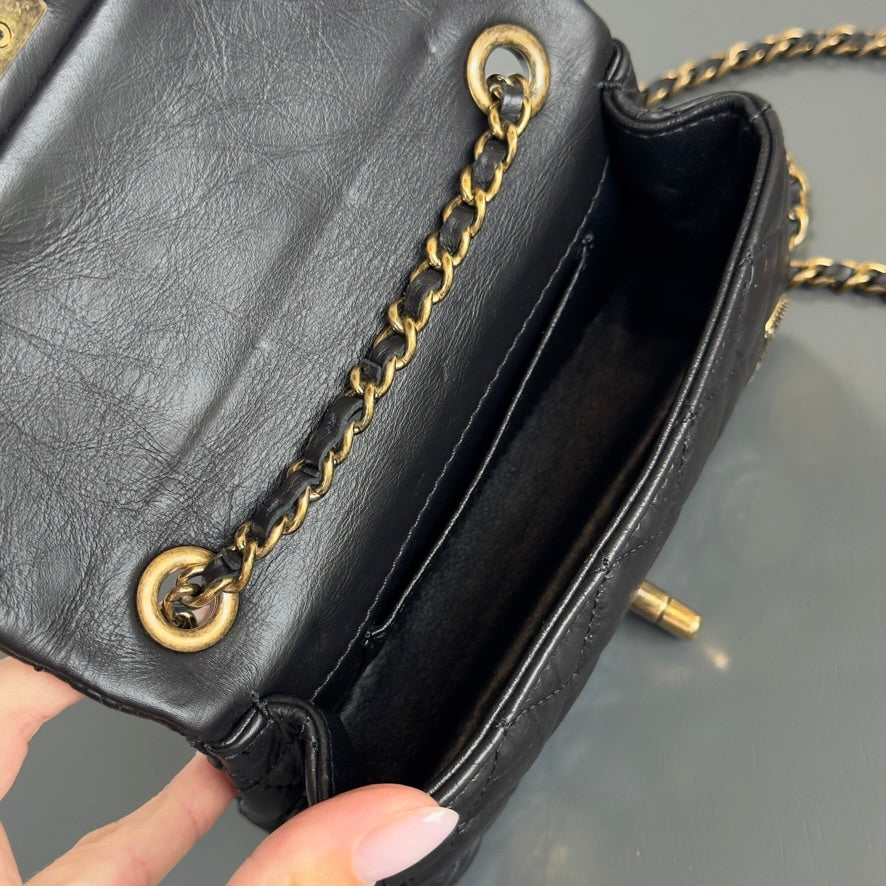 Limited Edition Chanel 2015 Calfskin Paris Dubai Coin Collector Extra Mini Flap Bag - Queen May