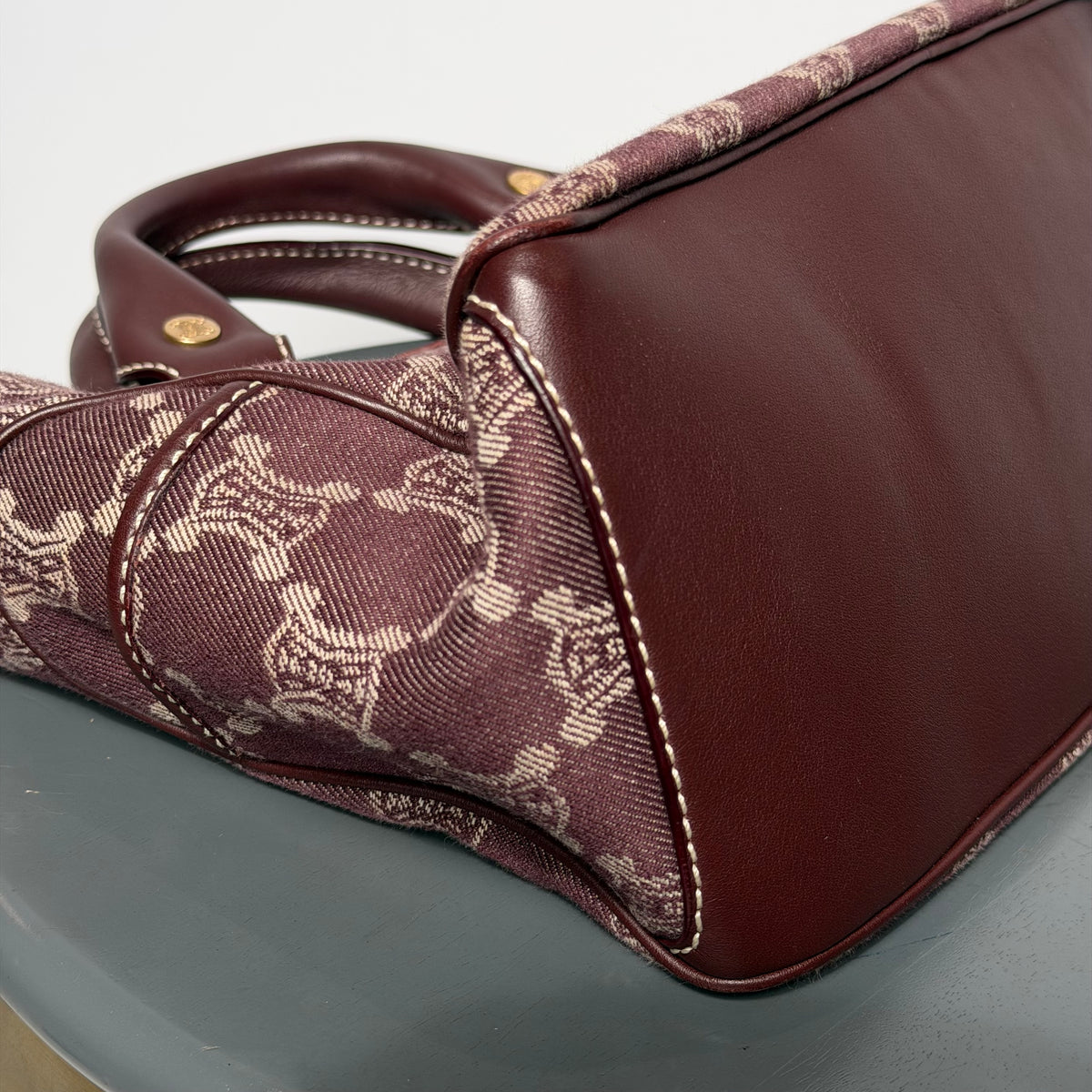 Celine Boogie Bag Triomphe Burgundy Denim - Queen May