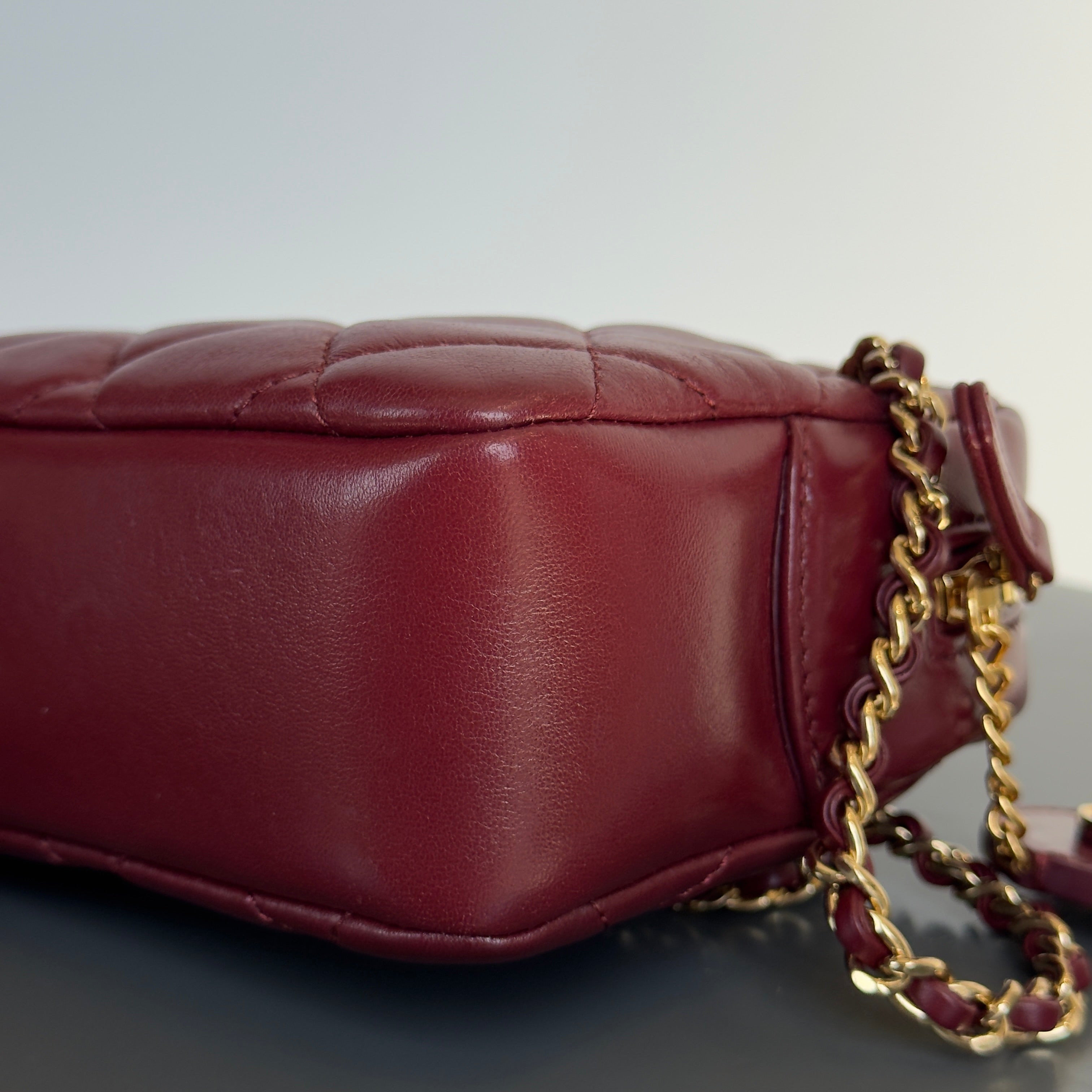 Chanel Burgundy Quilted Camera Bag - Queen May