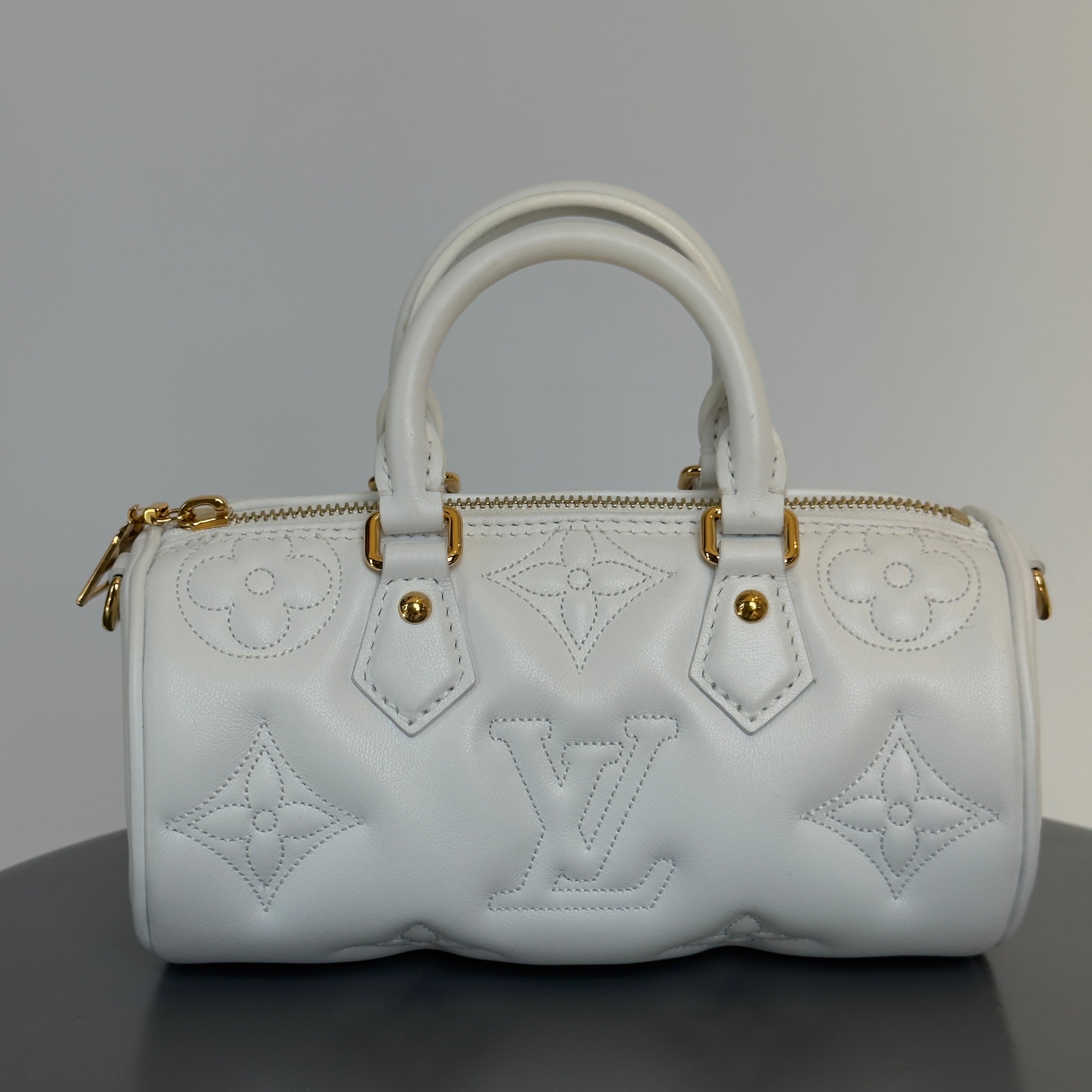 Louis Vuitton Calfskin Bubblegram Papillon BB Snow White