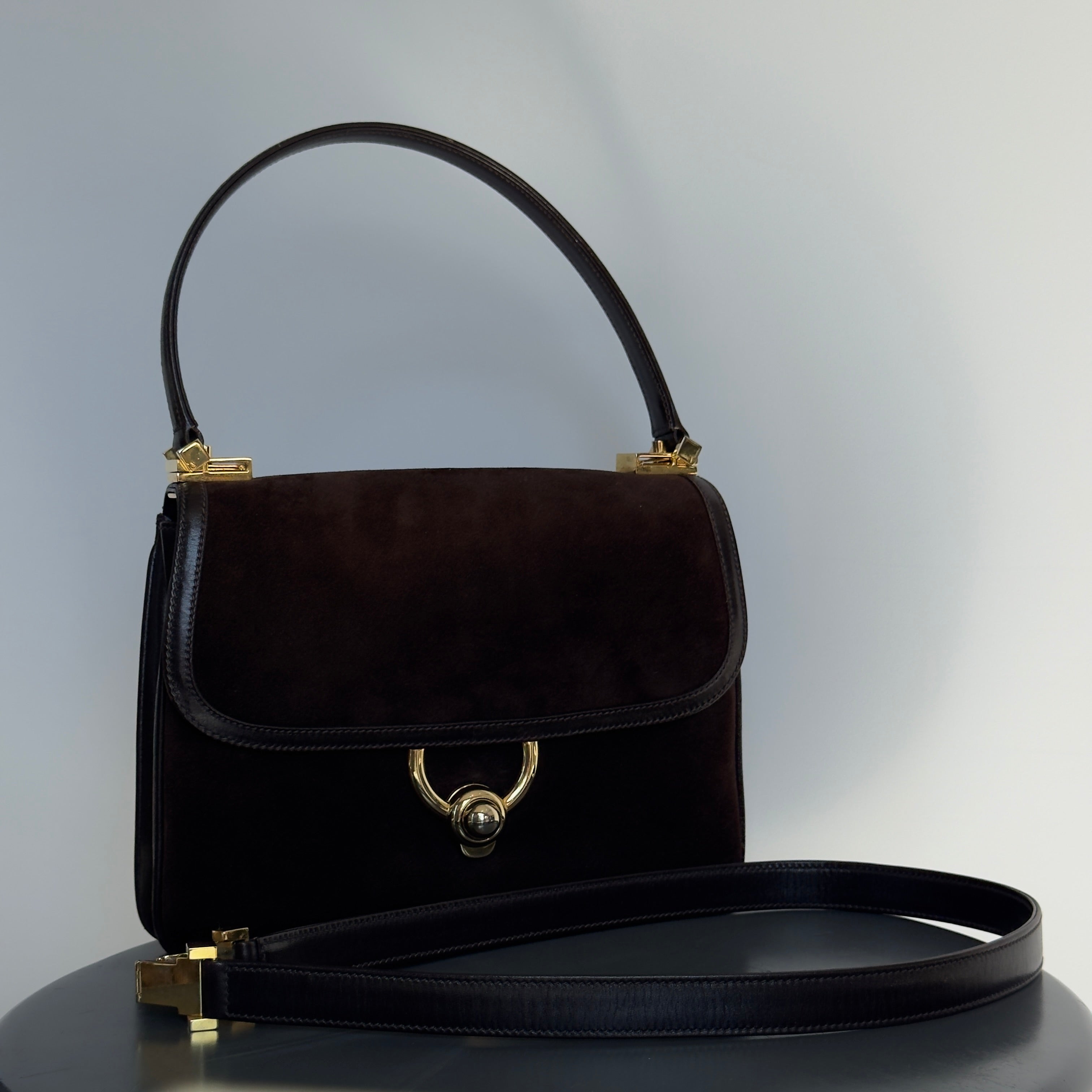 Ultra Rare Vintage Gucci Brown Suede Bag Circa 1970s - Queen May