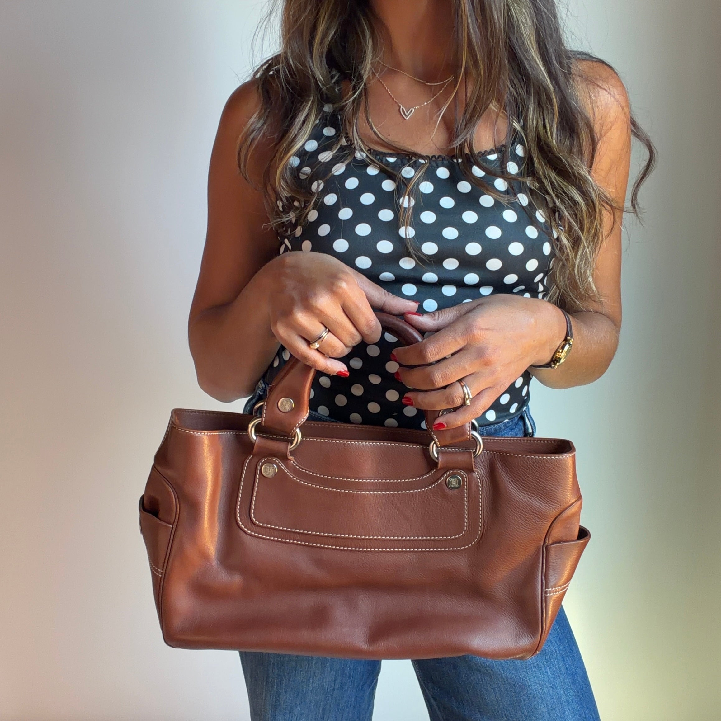 Celine Boogie Bag Brown Leather