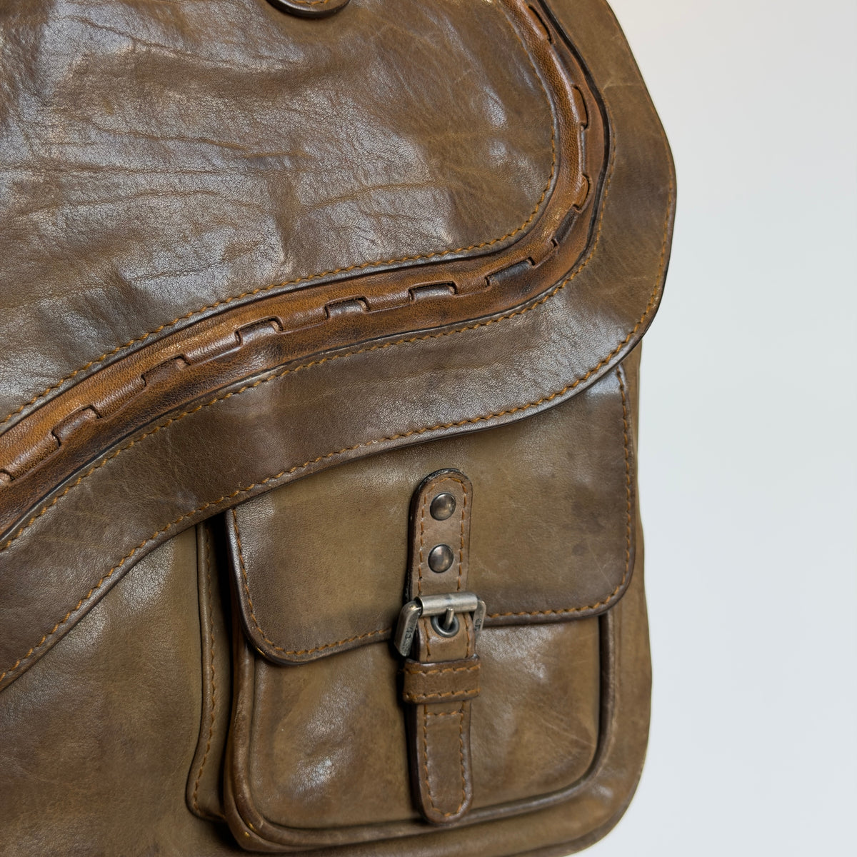 Christian Dior Leather Gauche Saddle Bag