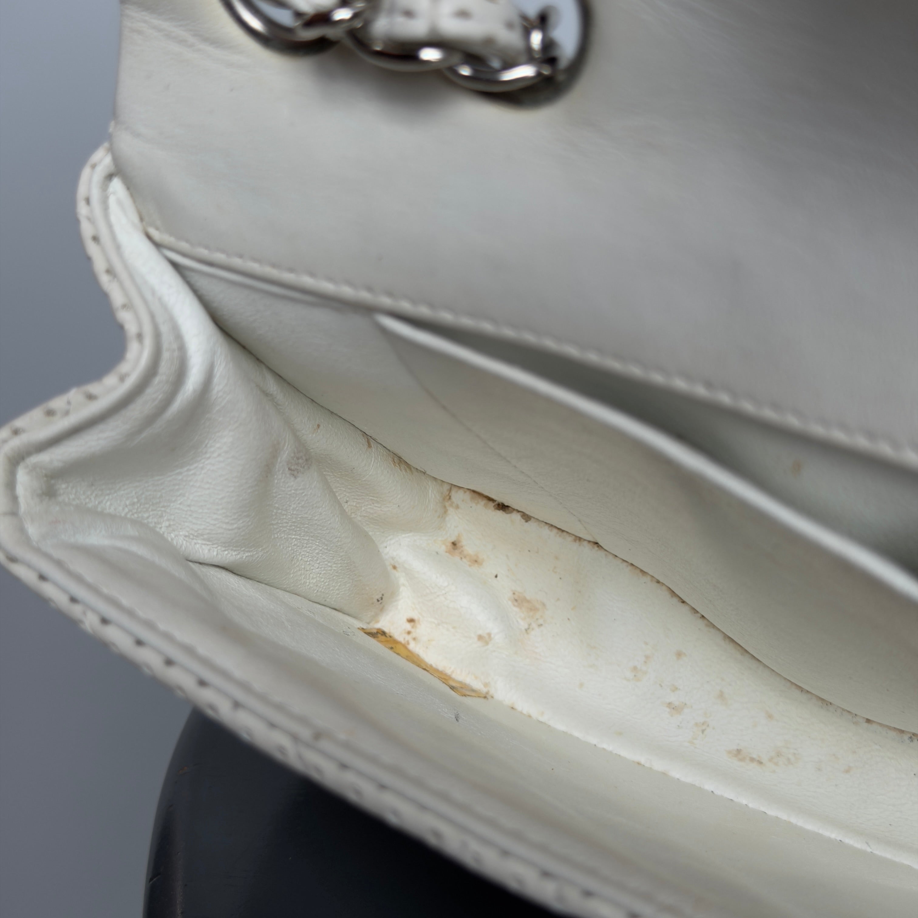 Chanel White Perforated East West Flap Bag