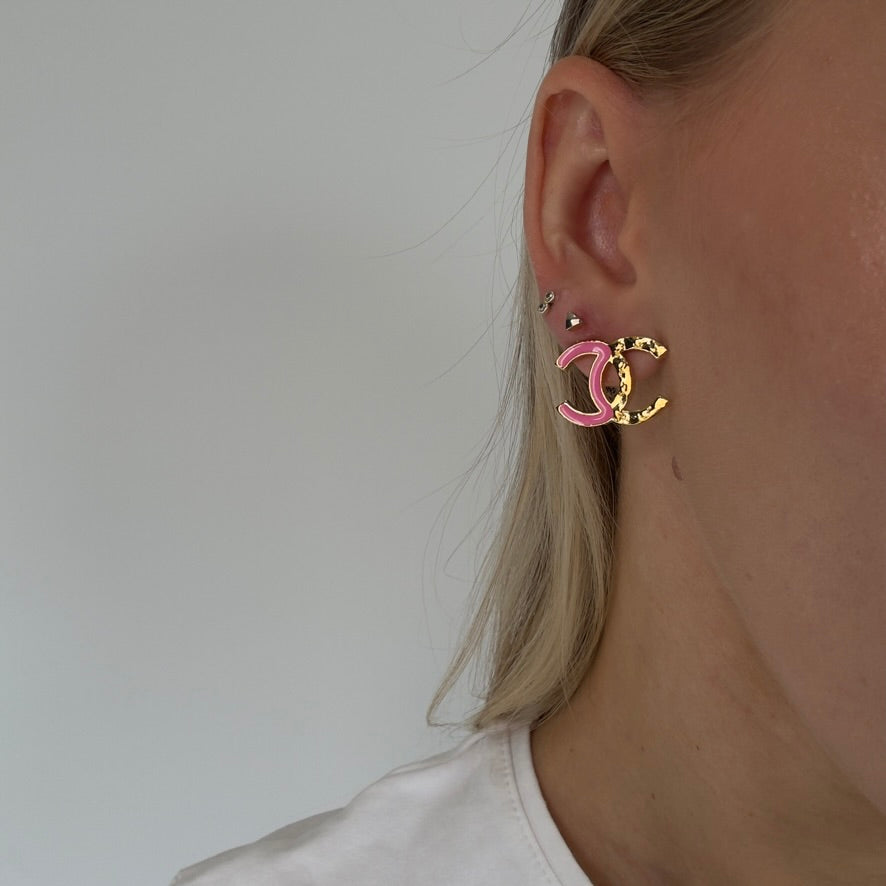 Chanel 2024 Pink Enamel and Gold Earrings - Queen May