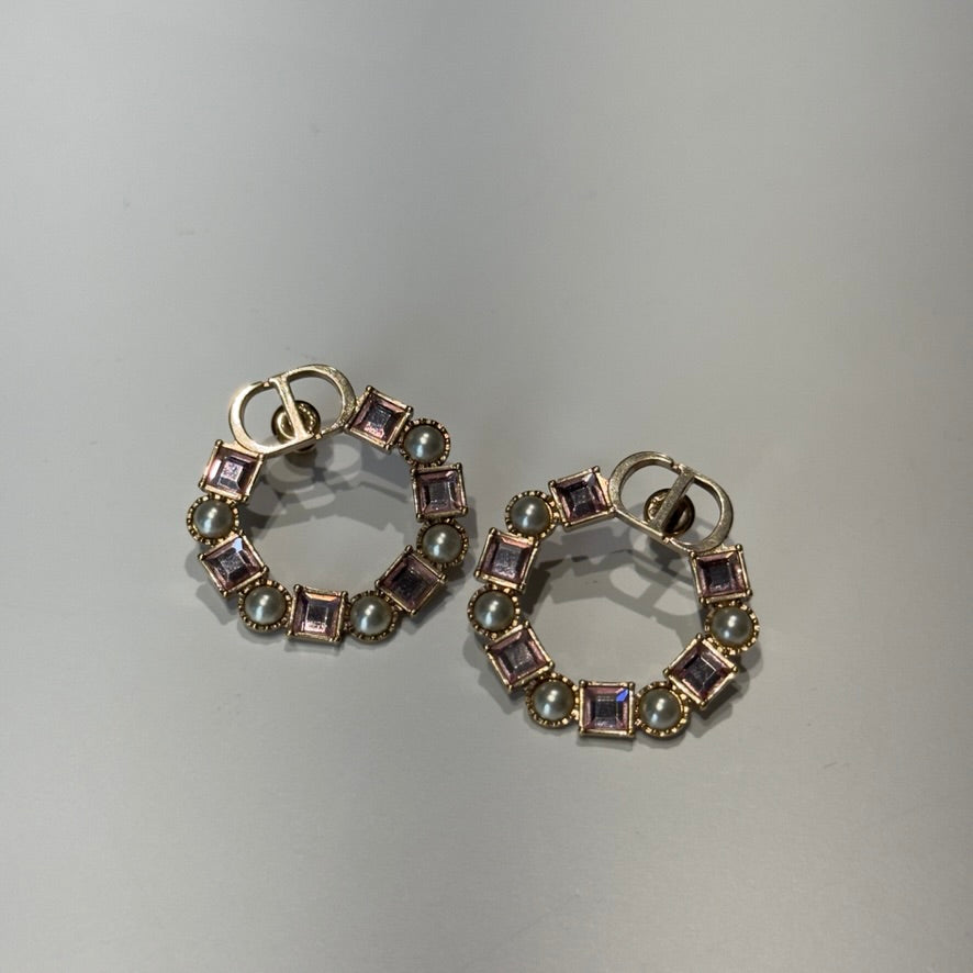 Christian Dior Petit Earrings Bronze Finish Metal With White Pearls - Queen May