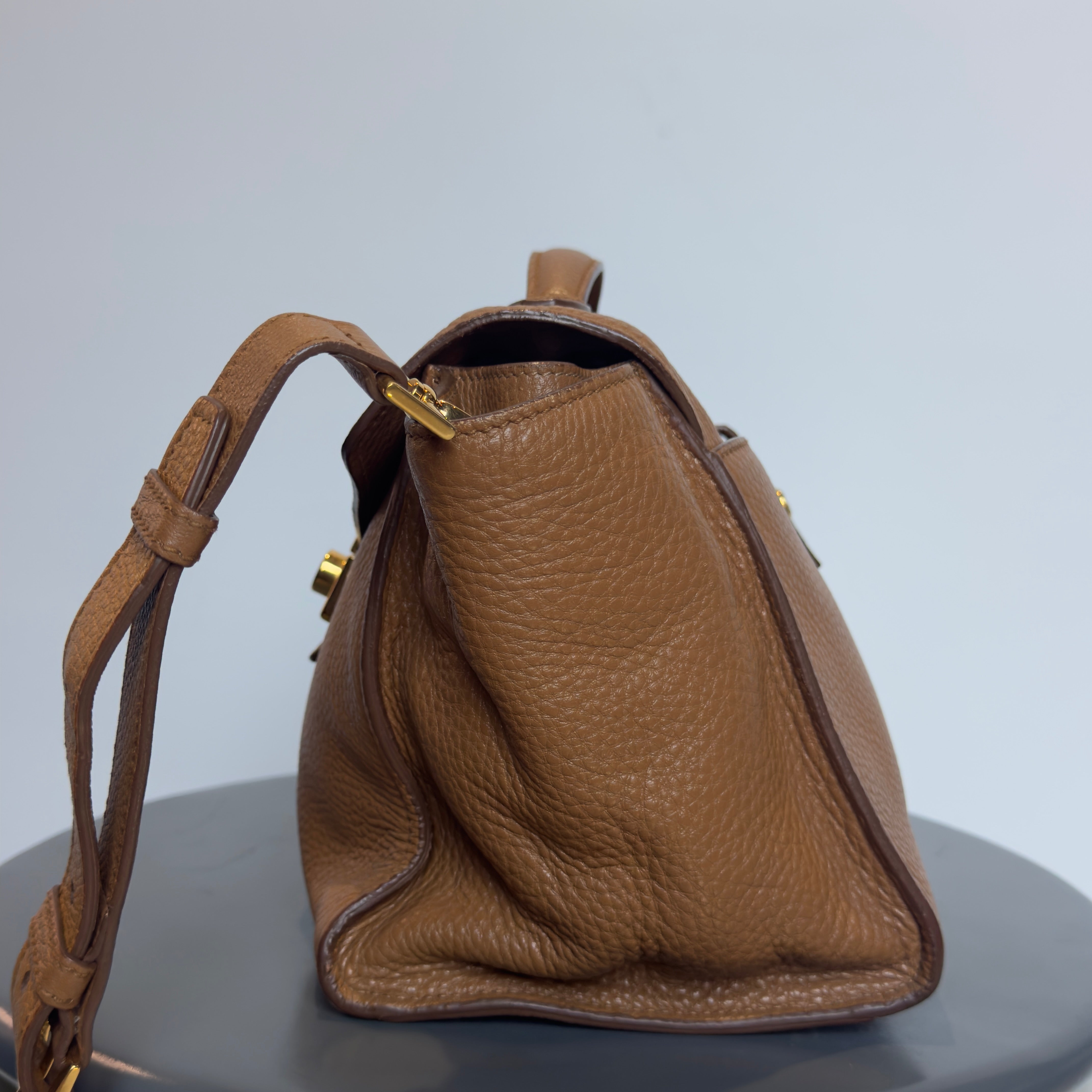 Prada Brown Leather Top Handle Bag