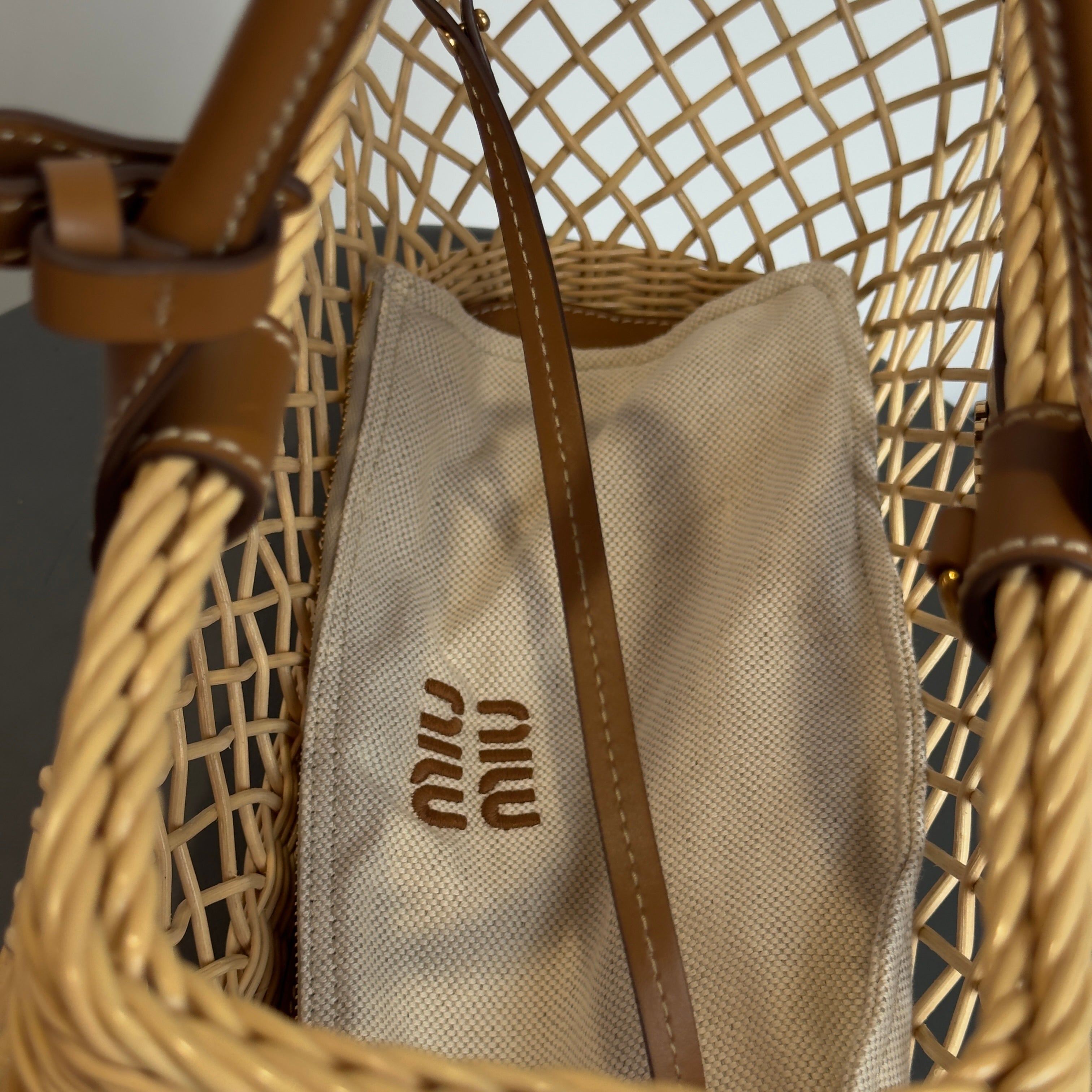 Miu Miu Rattan Basket Bag