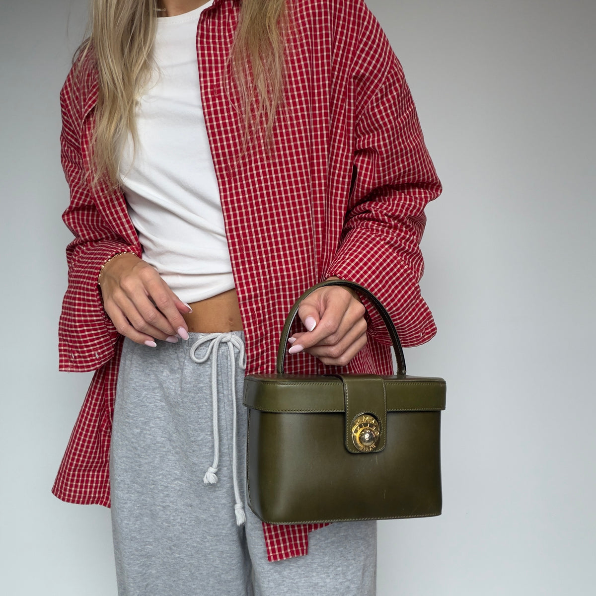 Vintage Celine Starball Vanity Bag Khaki Green