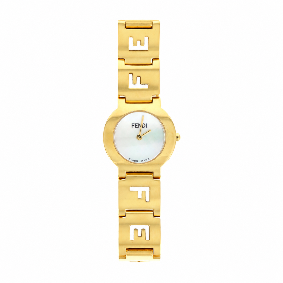 Fendi 3060 Gold Plated Mother Of Pearl Dial Watch