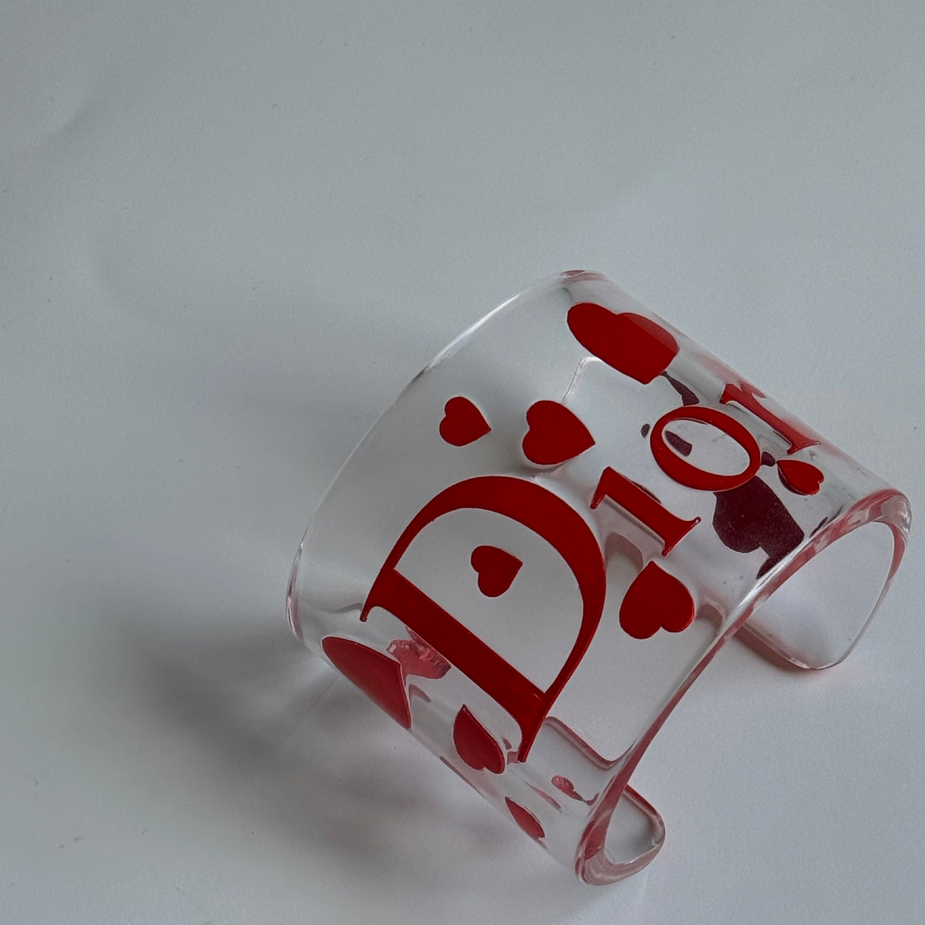 Vintage Christian Dior By John Galliano Heart Lucite Cuff - Queen May