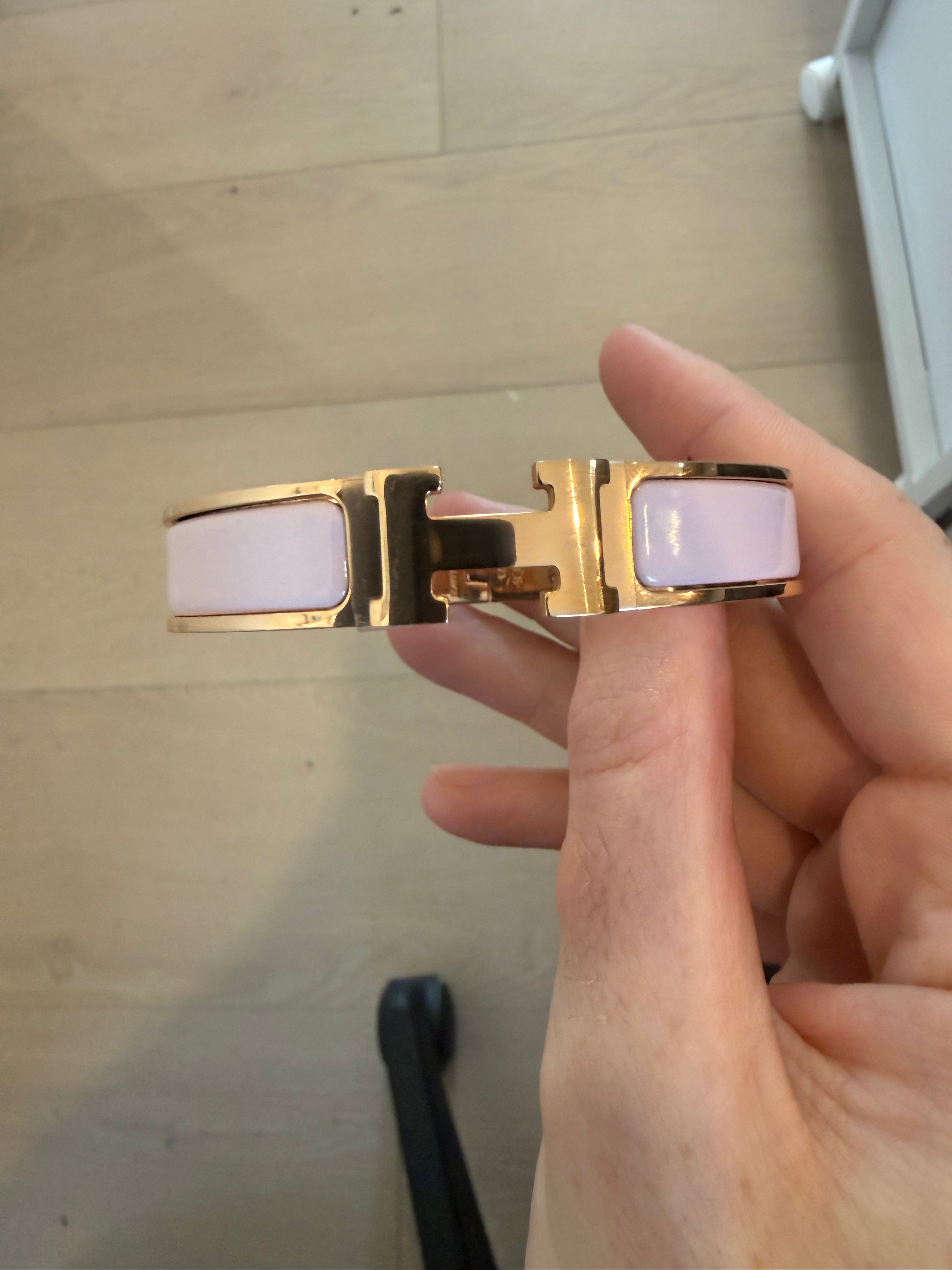 Hermes Pink H Clic Clac Bracelet
