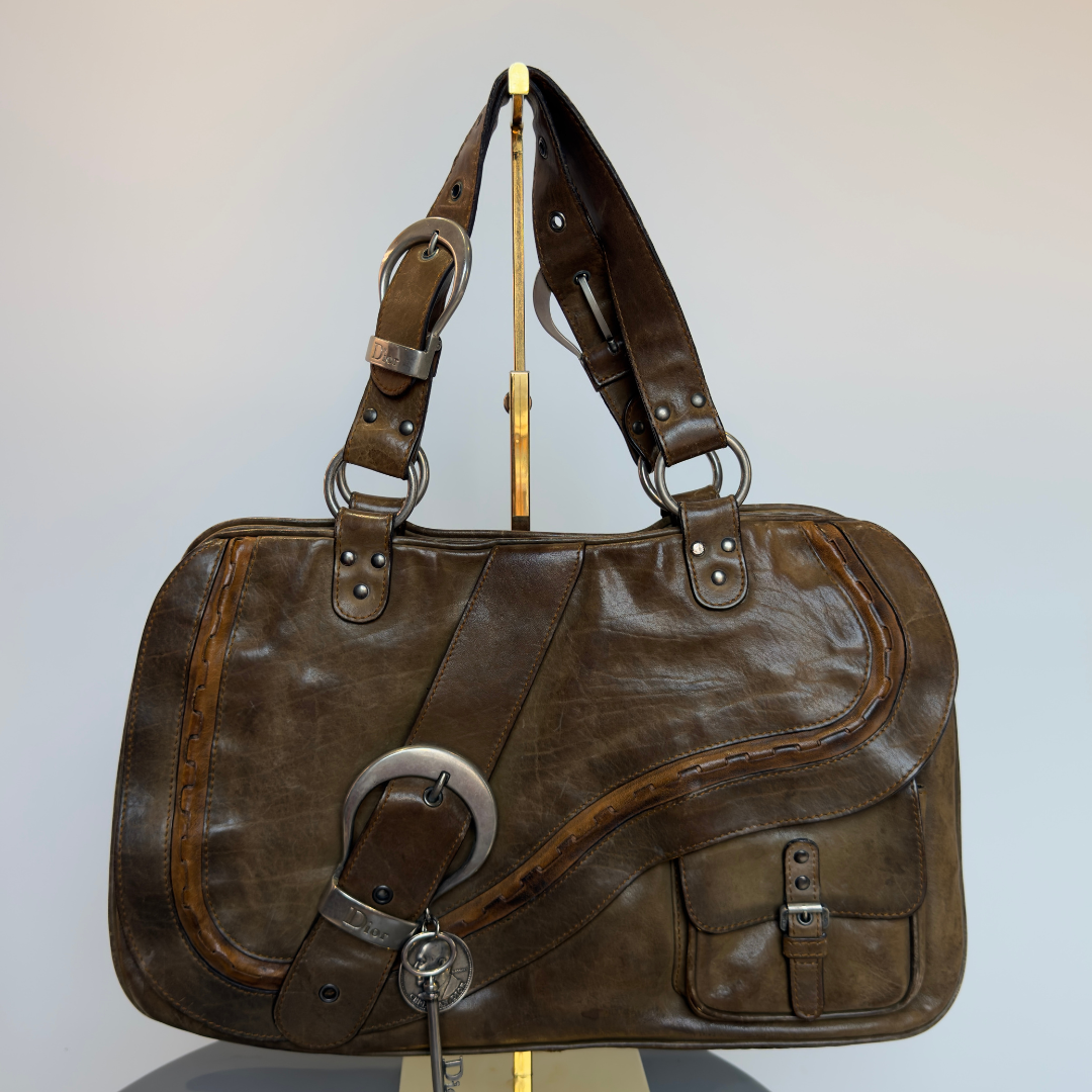 Christian Dior Leather Gauche Saddle Bag
