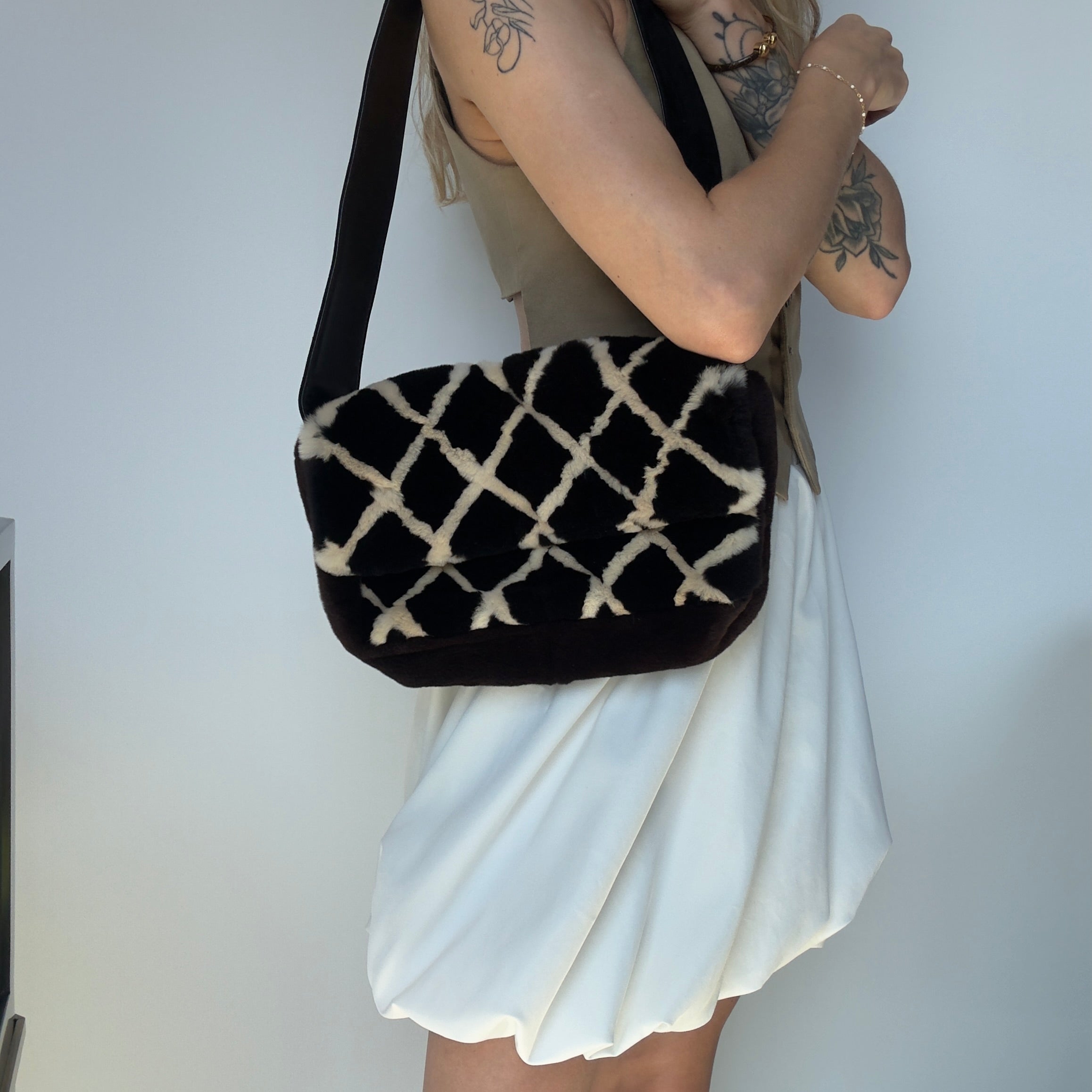 Chanel Mouton Shearling and Suede Bag 1996-1997 - Queen May