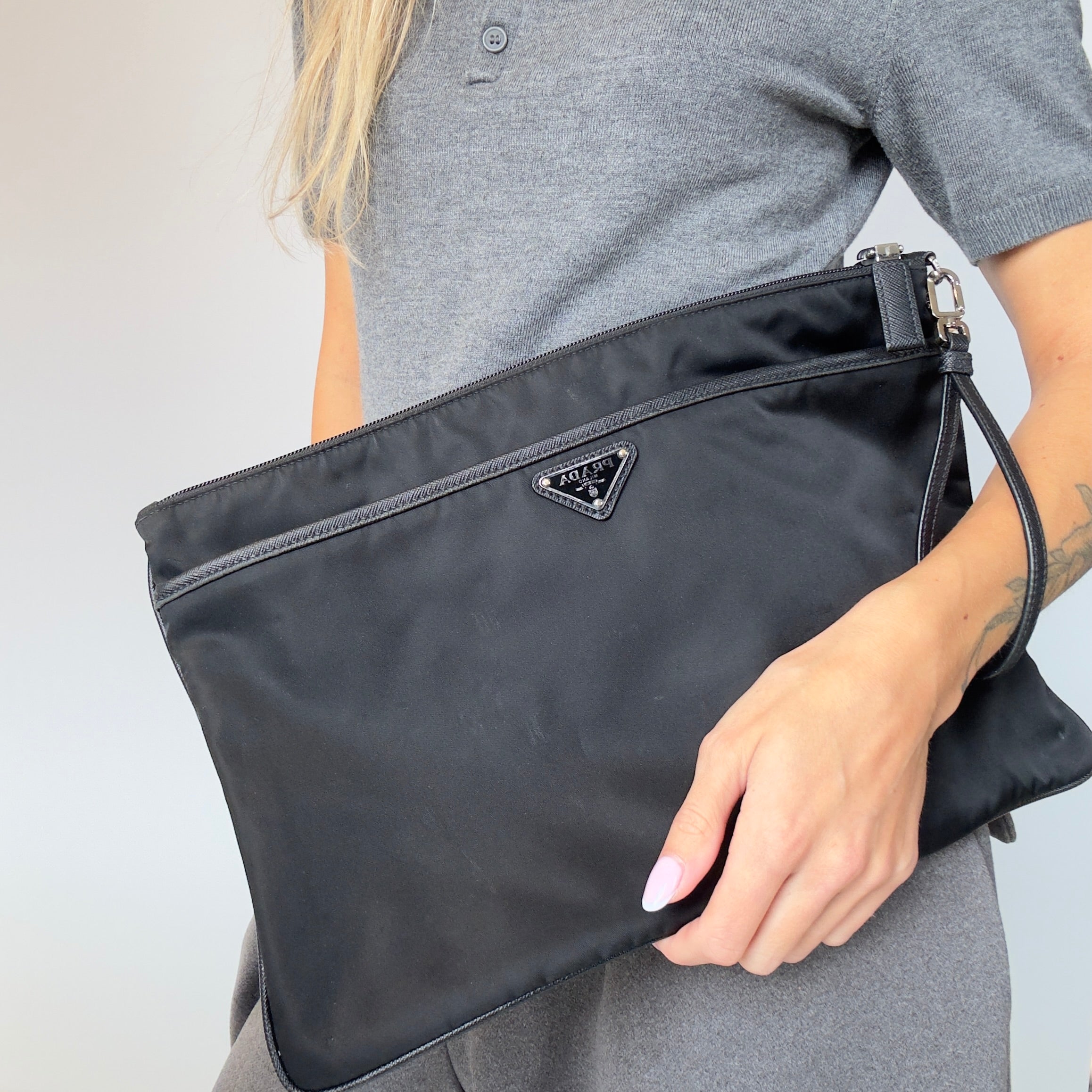 Prada Nylon Tessuto Pouch Clutch - Queen May