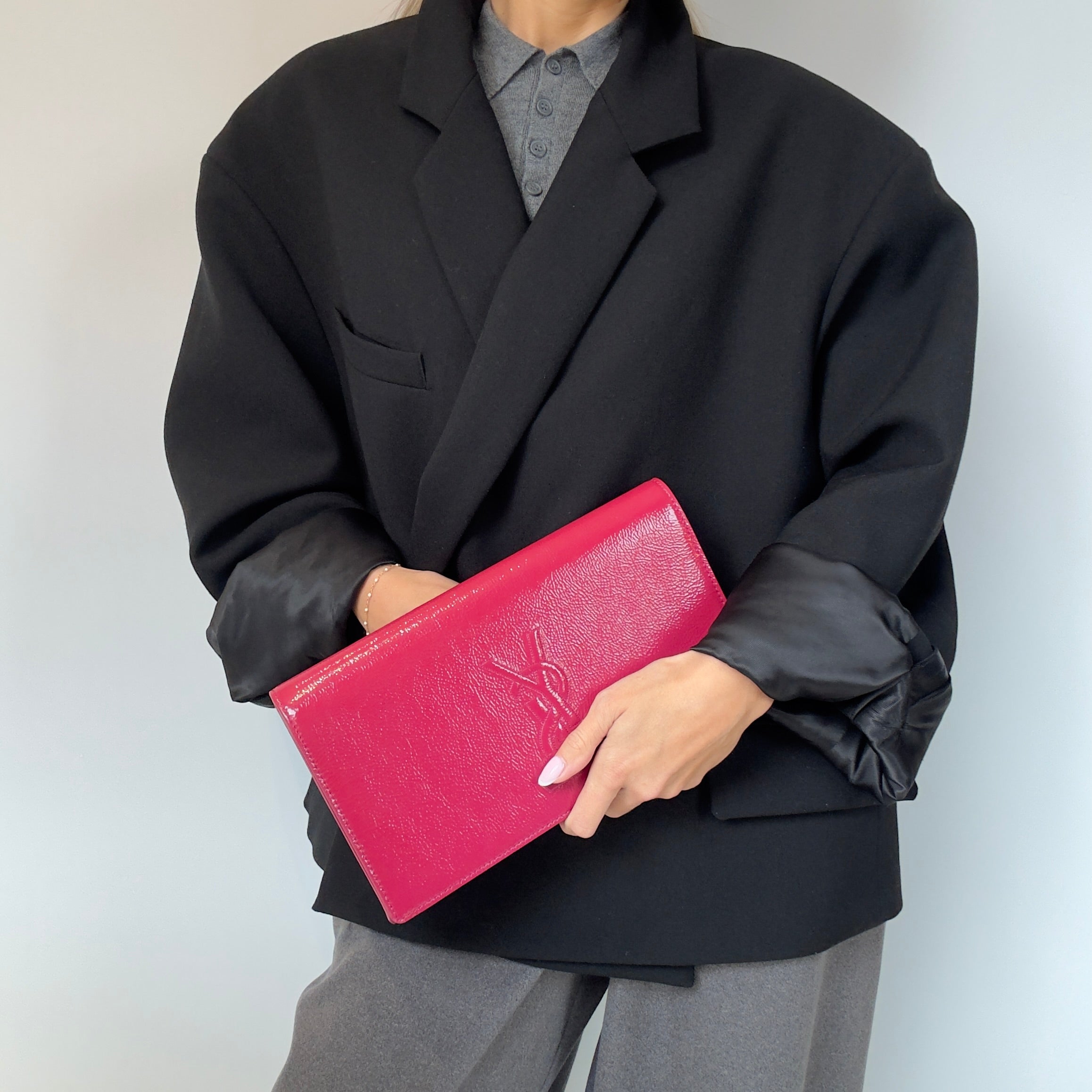 Yves Saint Laurent Patent Leather Belle De Jour Clutch - Queen May