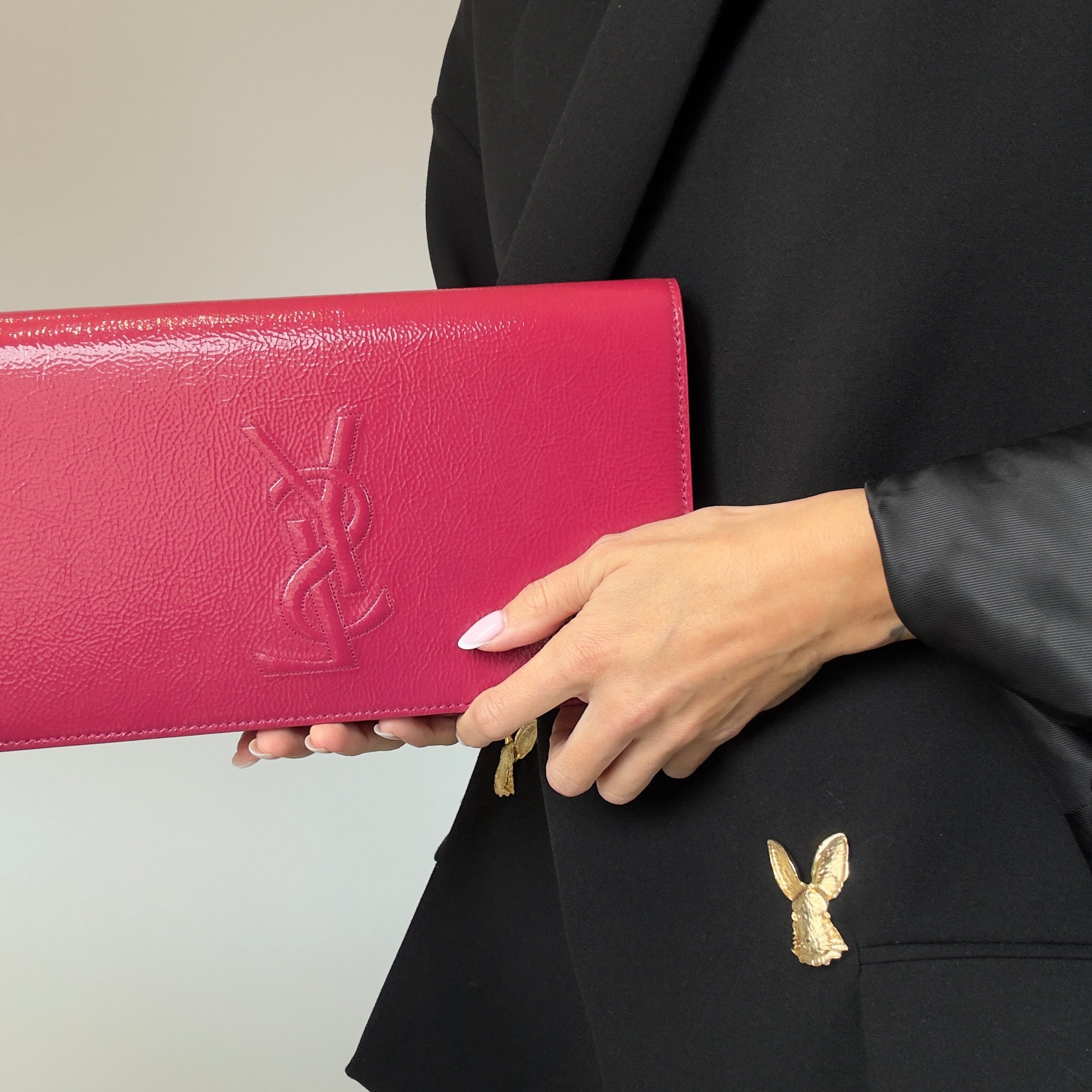 Yves Saint Laurent Patent Leather Belle De Jour Clutch - Queen May