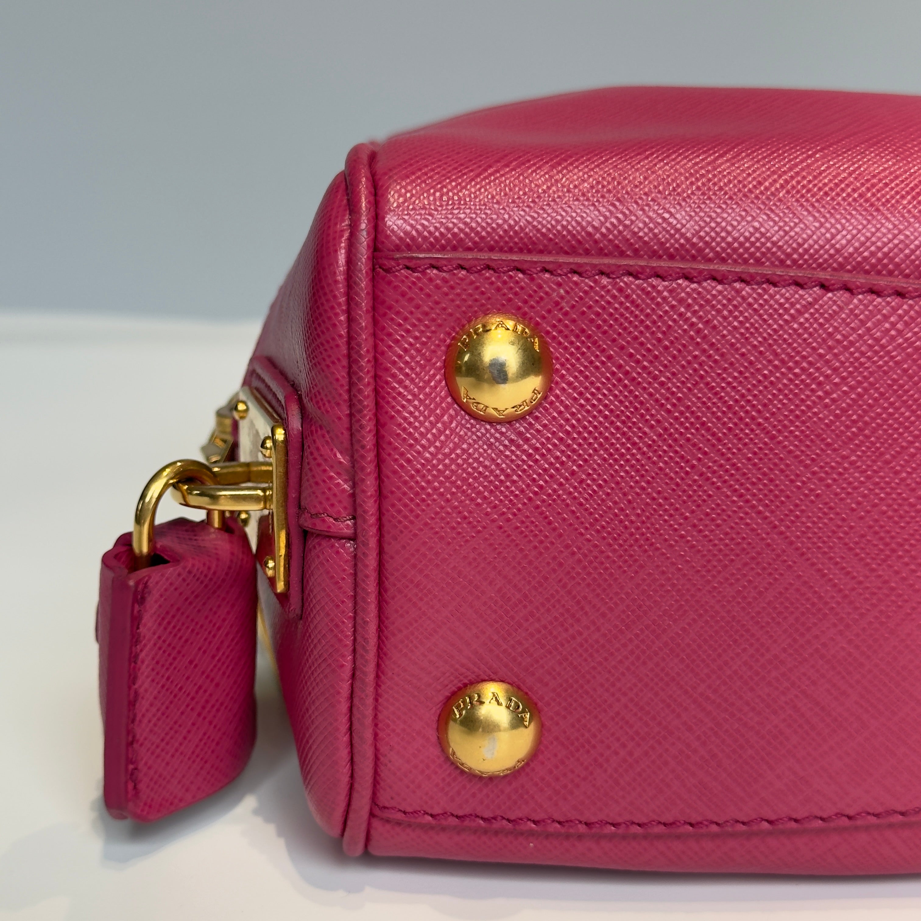 Prada Saffiano Bowling Bag in Pink and Orange - Queen May