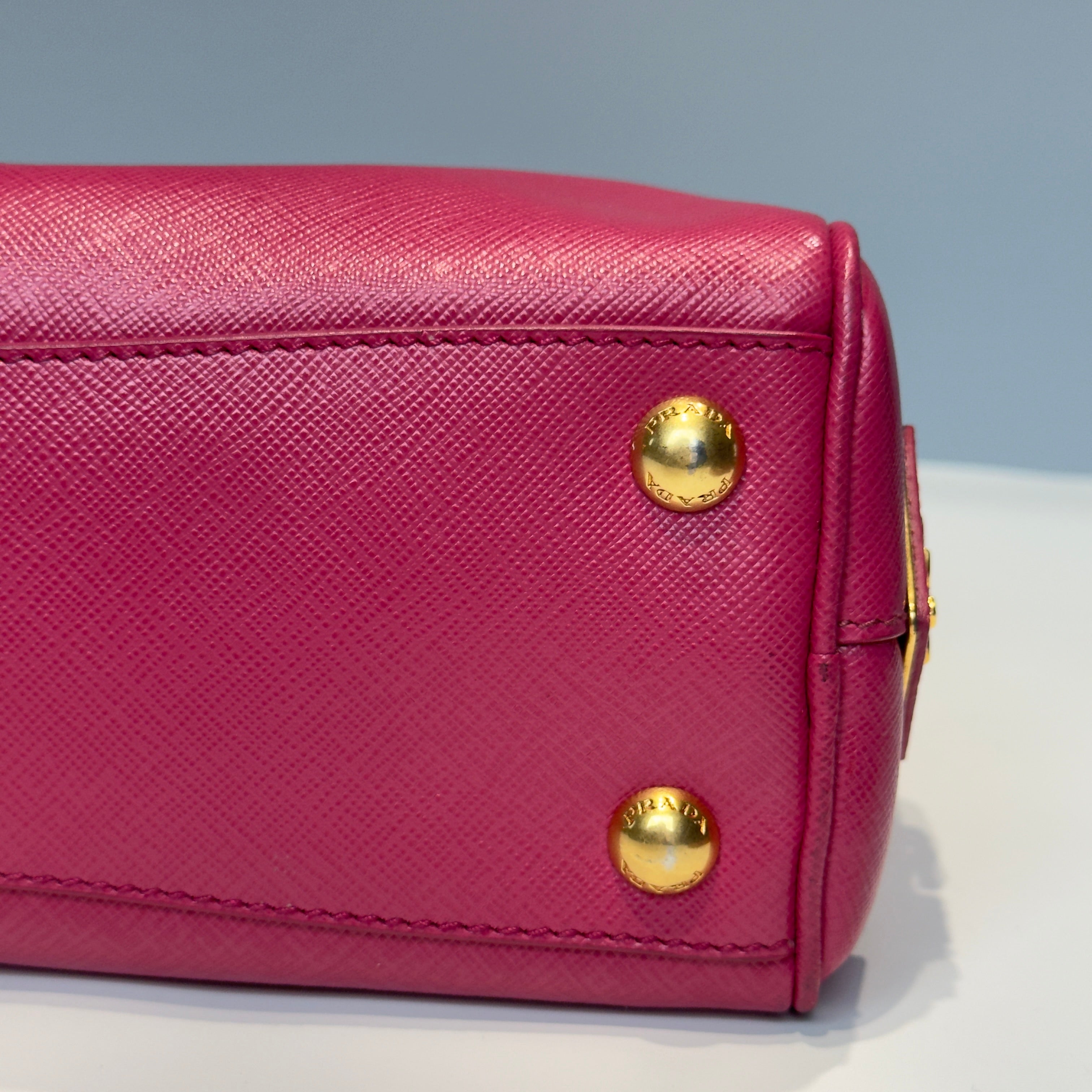 Prada Saffiano Bowling Bag in Pink and Orange - Queen May