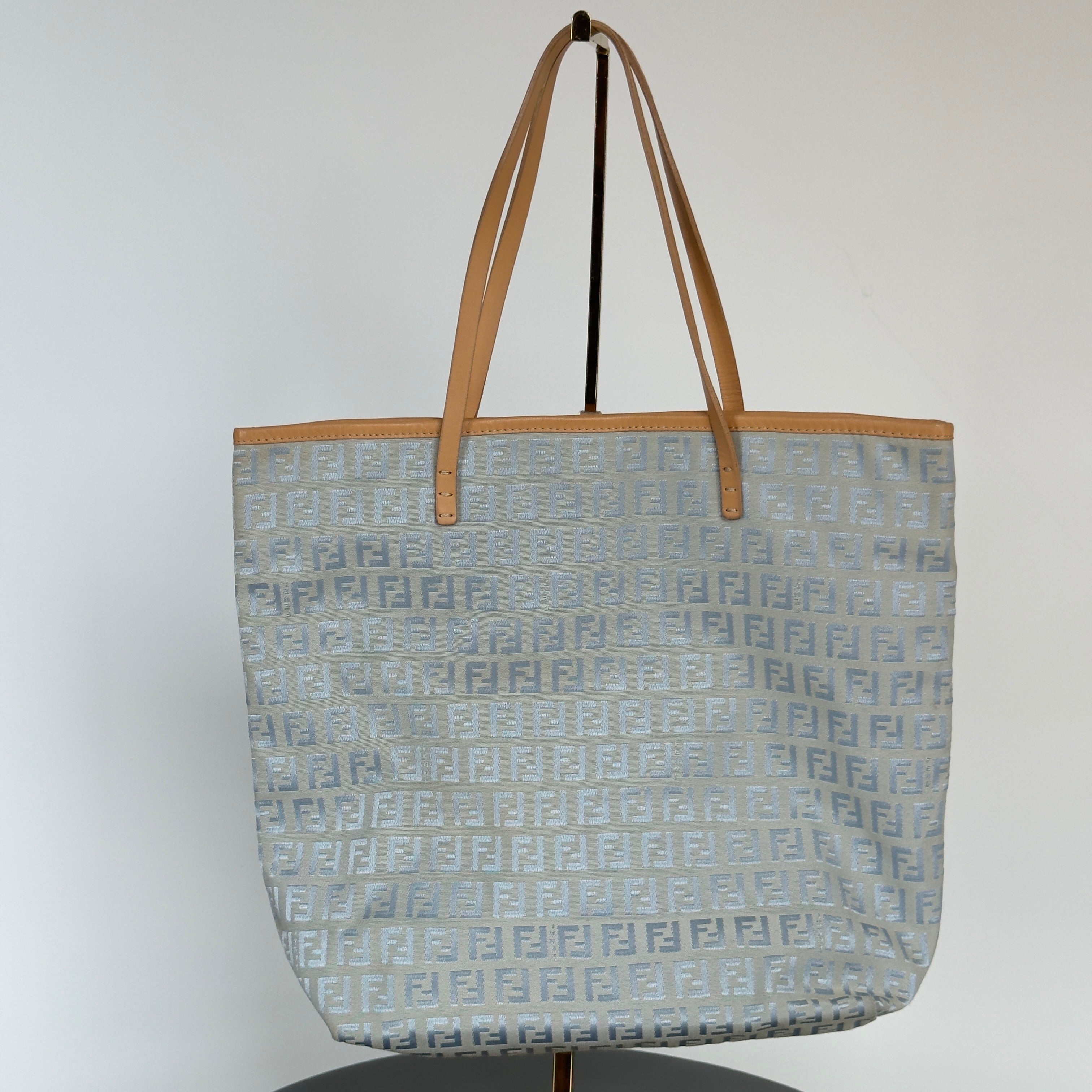 Fendi Zucchino Blue Canvas Tote Bag - Queen May