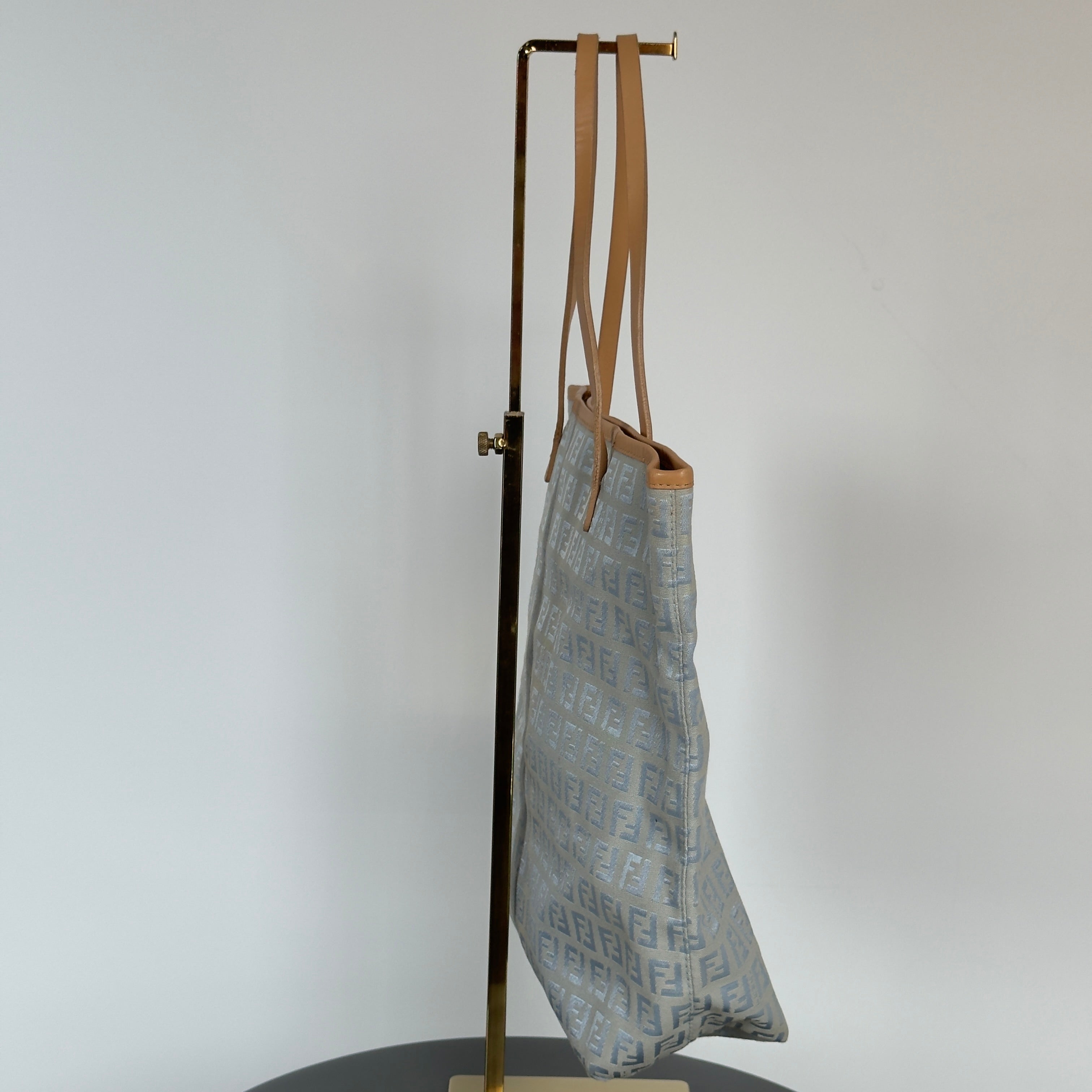Fendi Zucchino Blue Canvas Tote Bag - Queen May