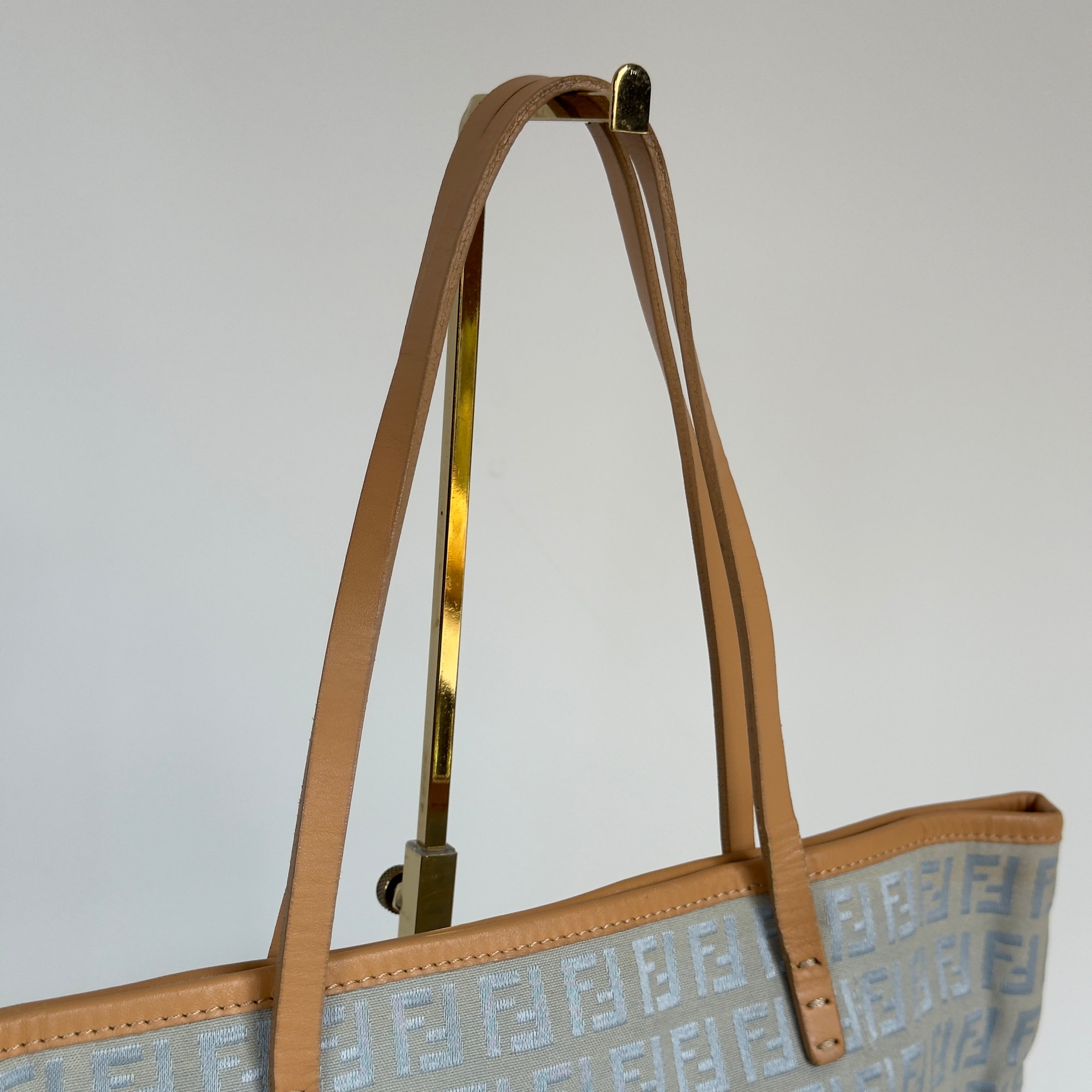 Fendi Zucchino Blue Canvas Tote Bag - Queen May