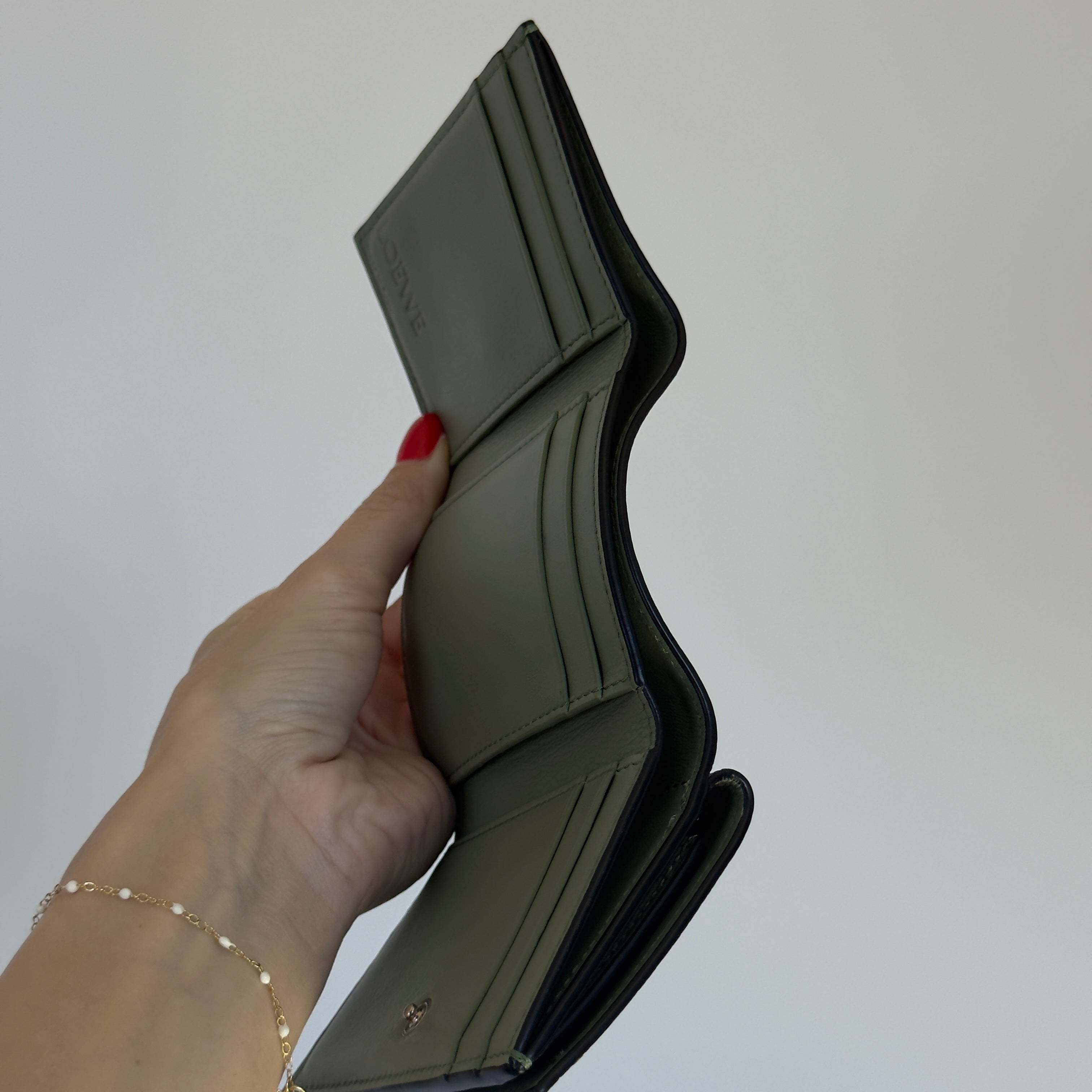 Loewe Anagram Trifold Wallet in Pebble Grained Calfskin - Queen May