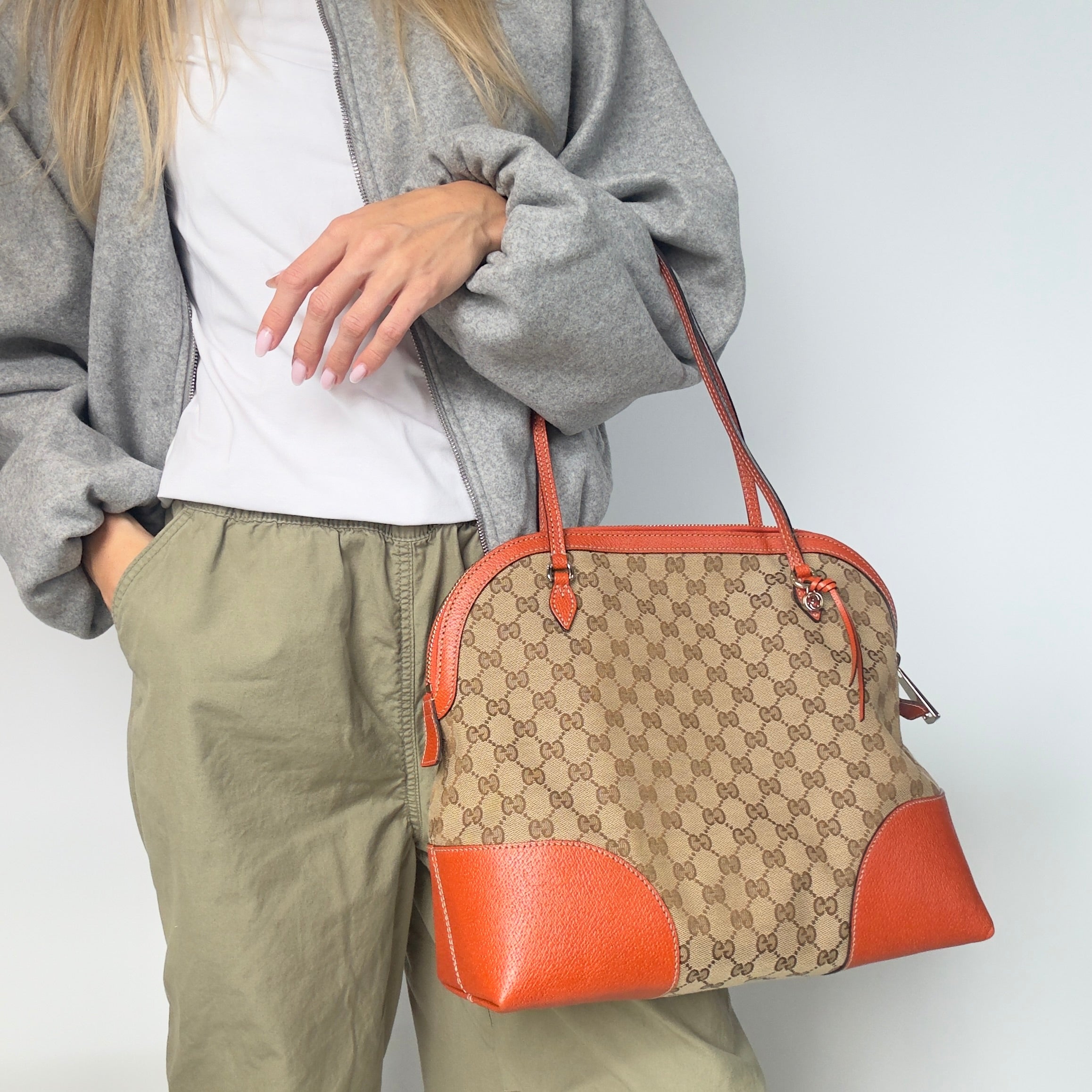 Gucci GG Canvas Bree Dome Bag Orange - Queen May