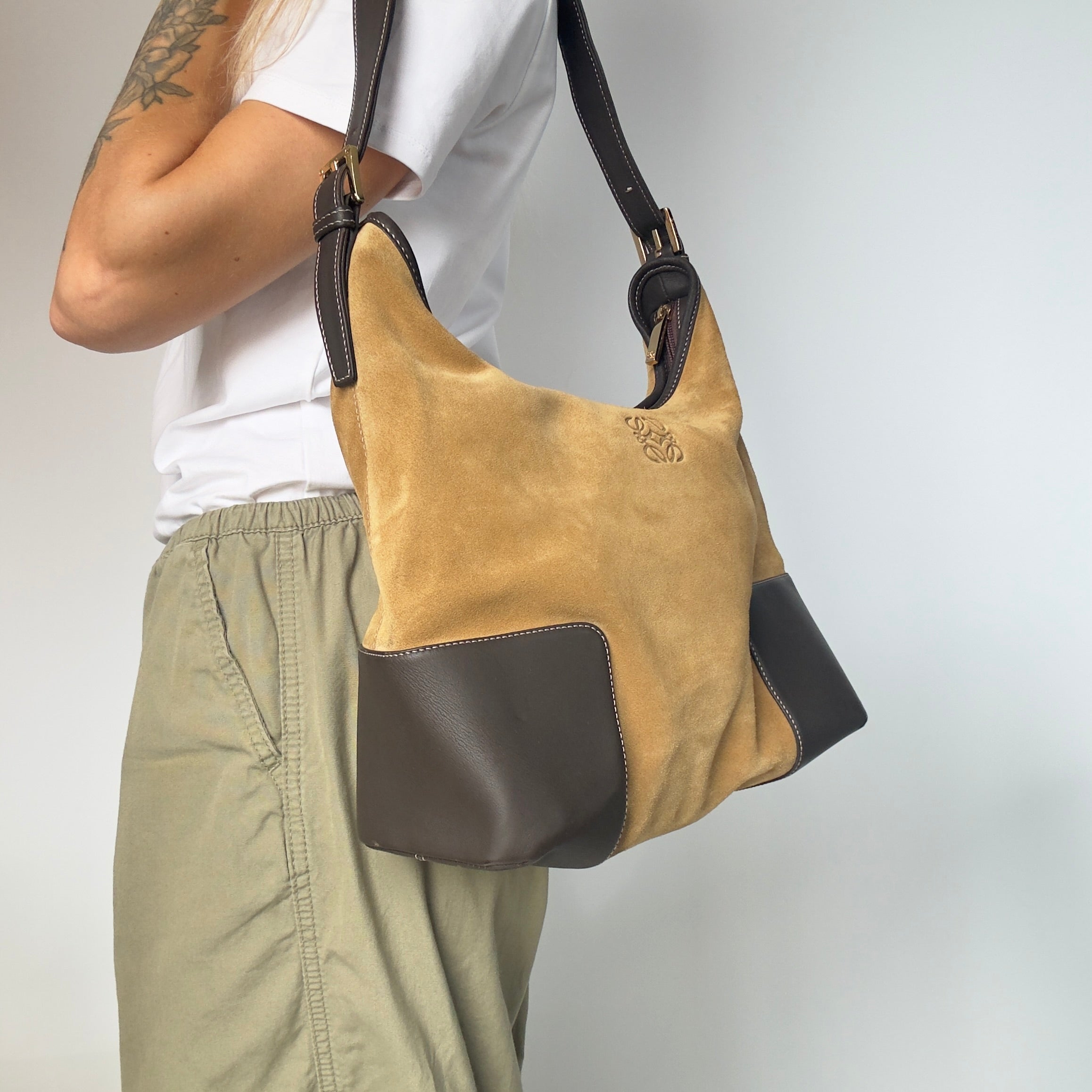 Loewe Suede Anagram Shoulder Bag - Queen May