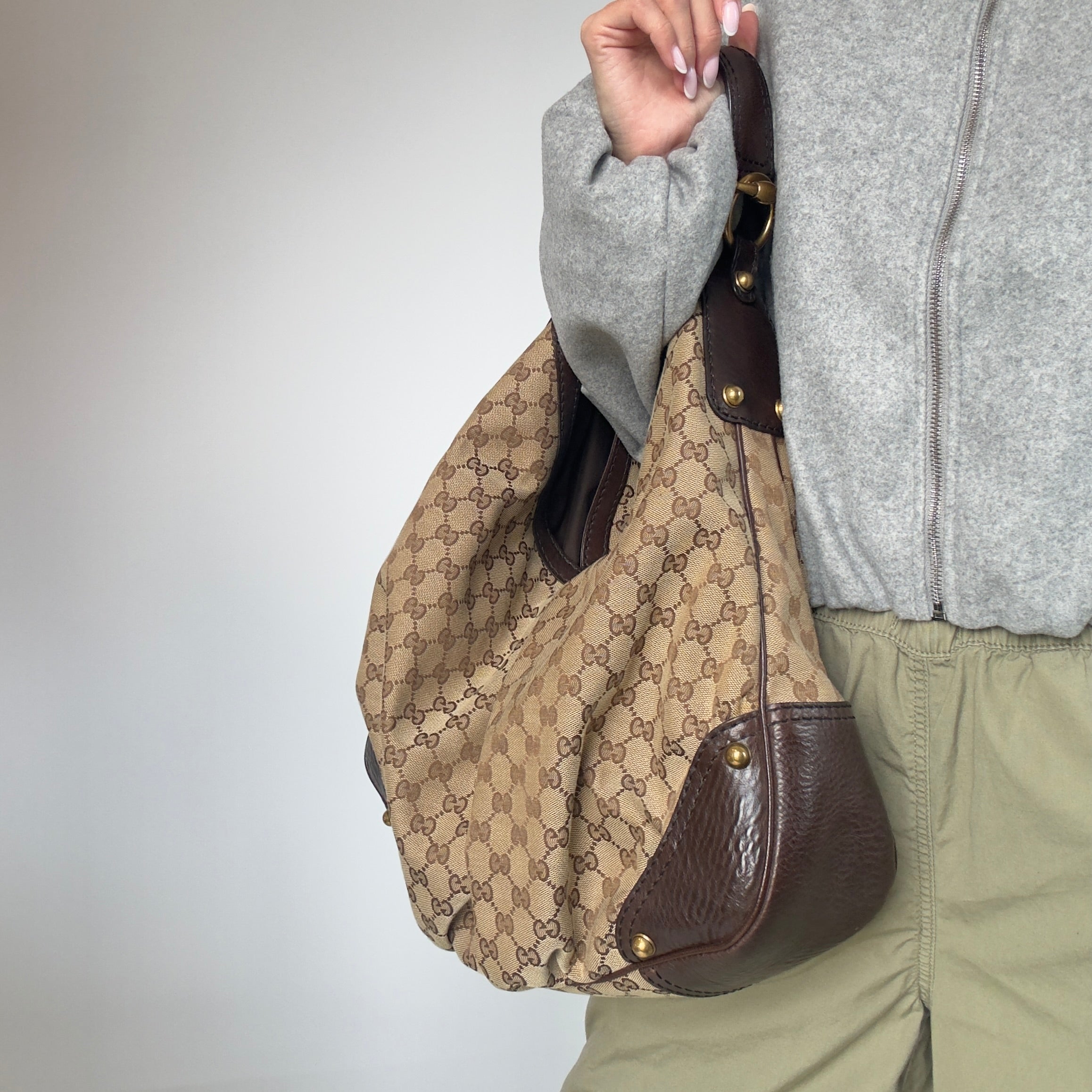 Gucci Monogram Canvas Jockey Hobo - Queen May