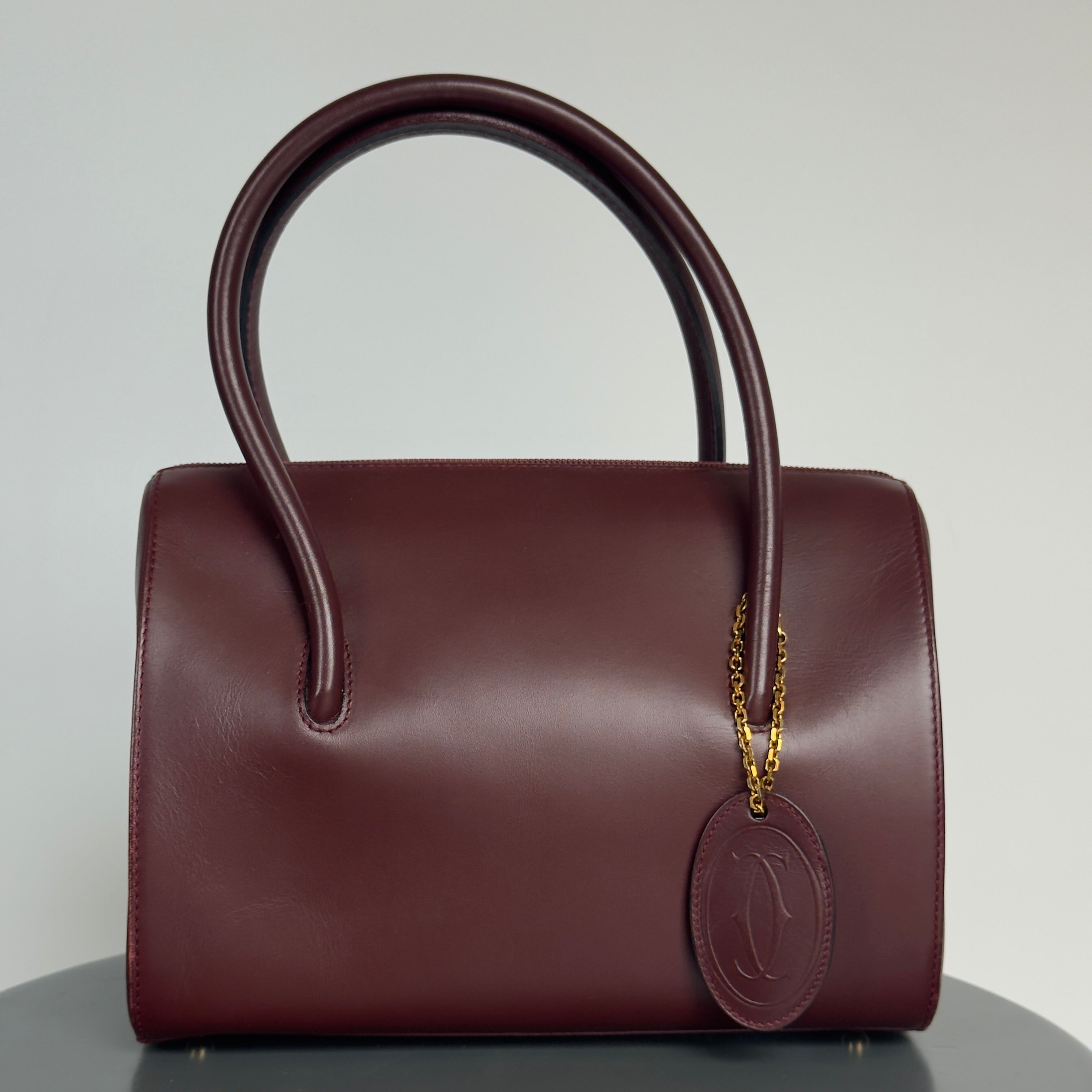 Cartier Must De Cartier Leather Bordeaux Boston Bag - Queen May