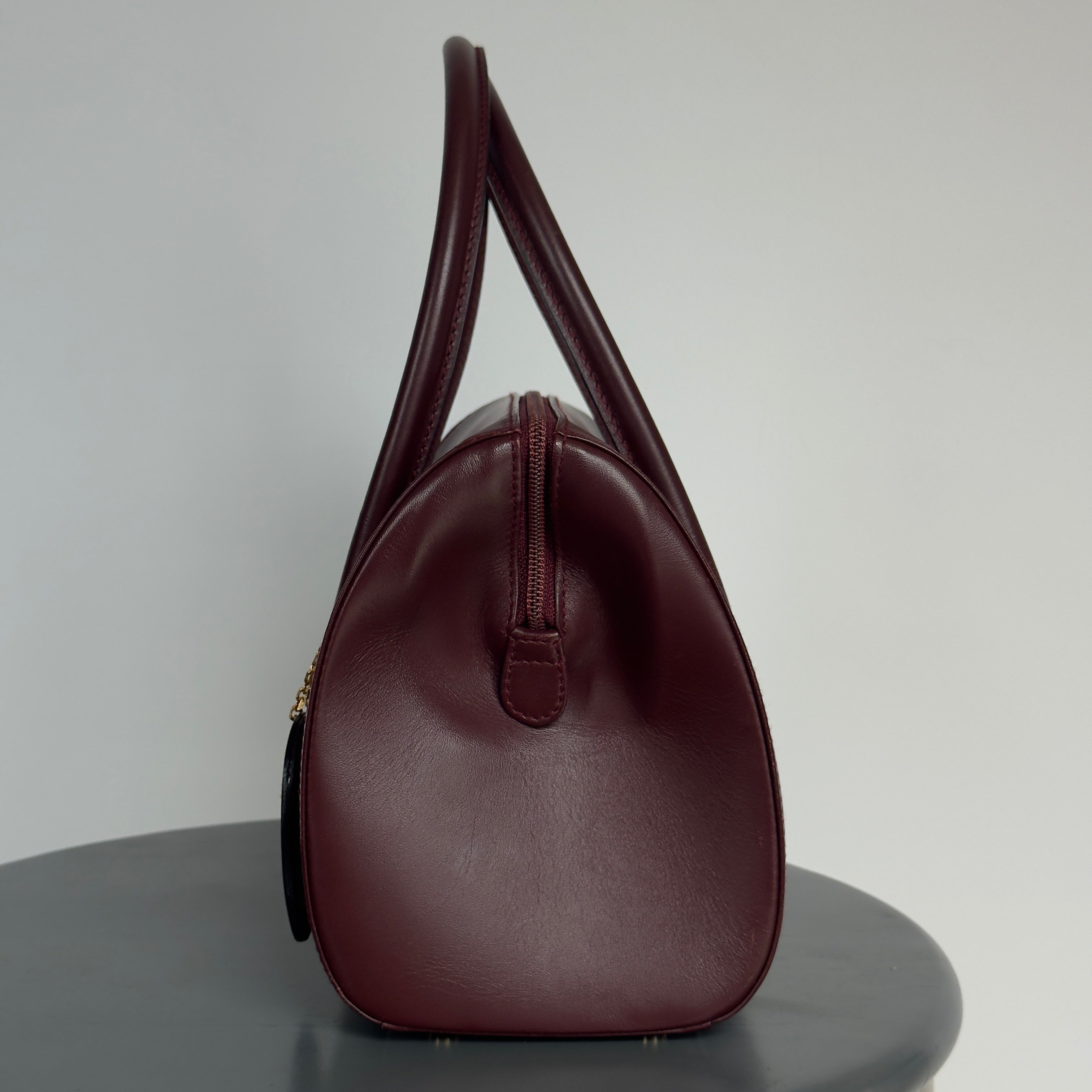 Cartier Must De Cartier Leather Bordeaux Boston Bag - Queen May
