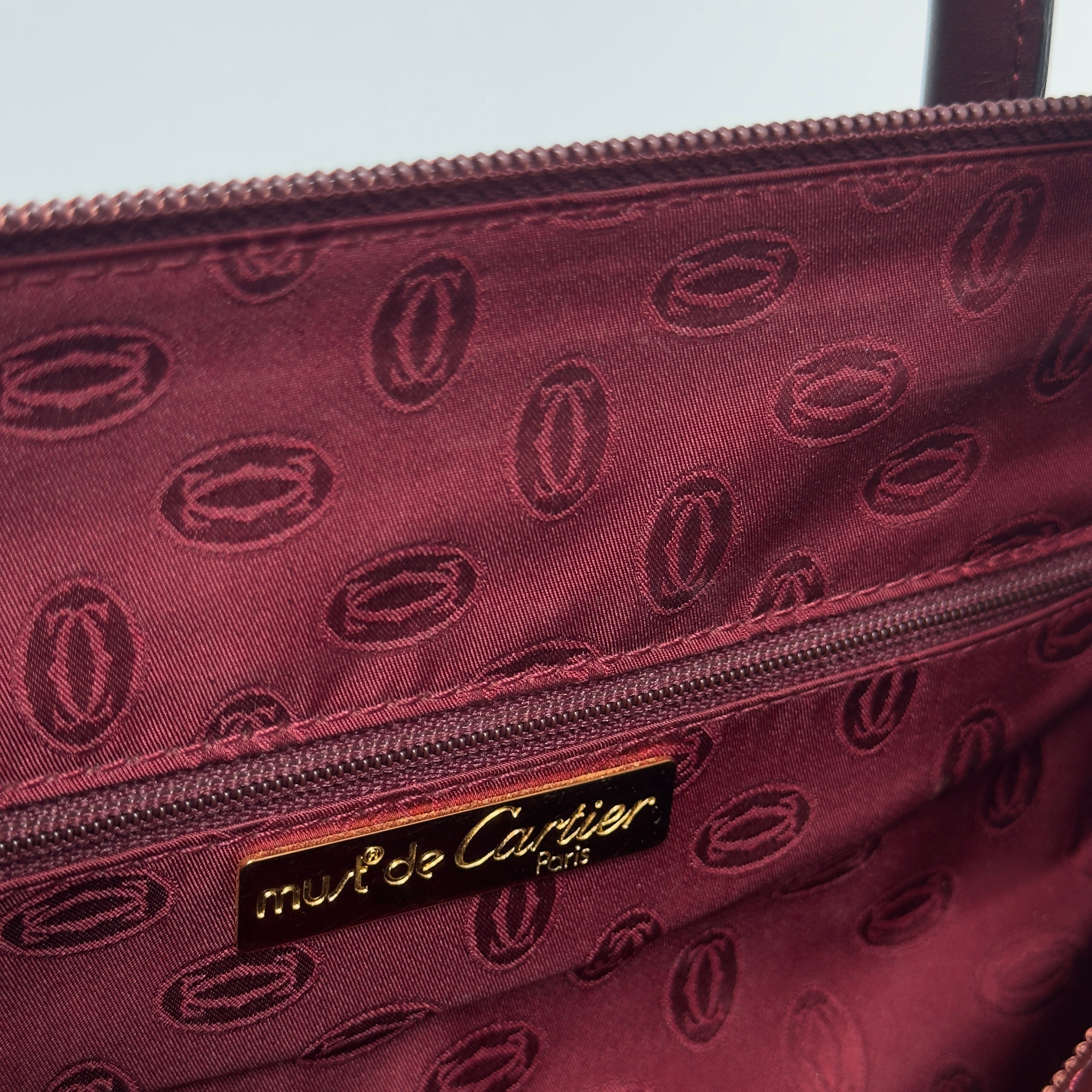 Cartier Must De Cartier Leather Bordeaux Boston Bag - Queen May