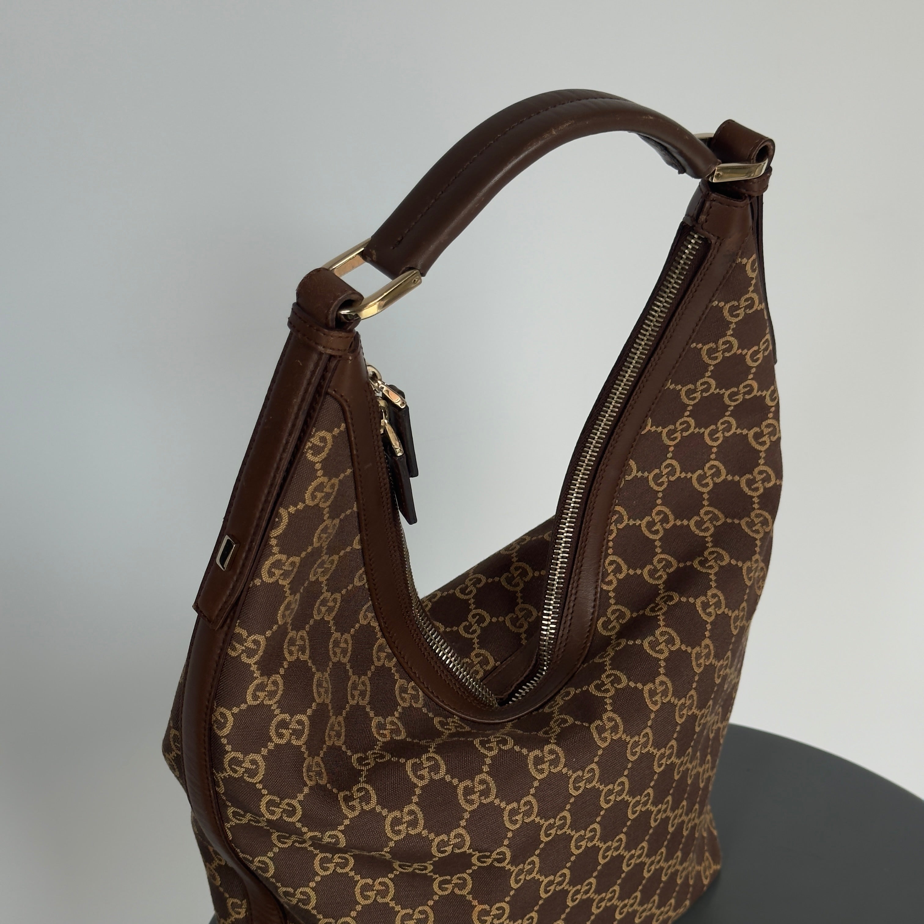 Gucci Brown Monogram Canvas Hobo Bag - Queen May