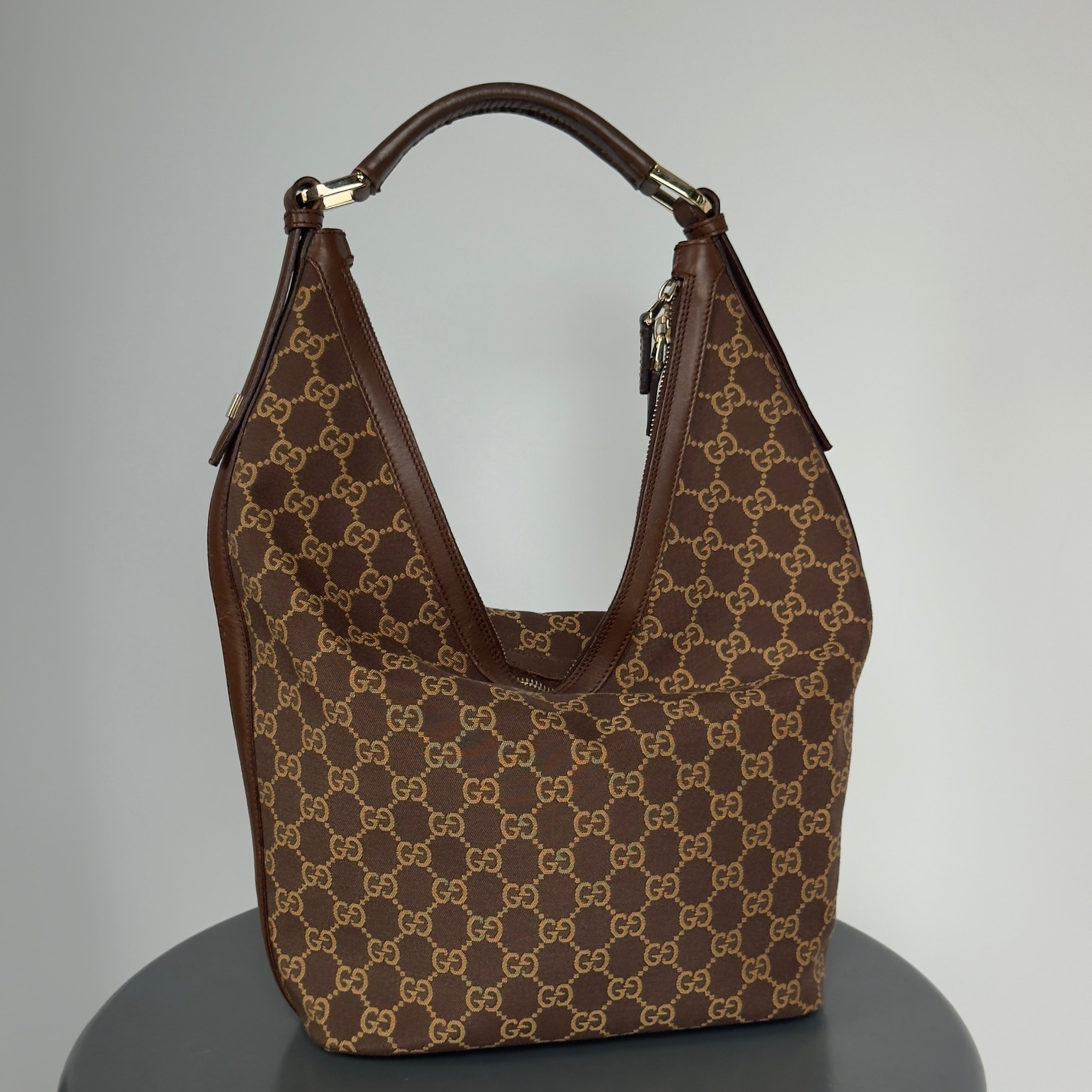 Gucci Brown Monogram Canvas Hobo Bag - Queen May