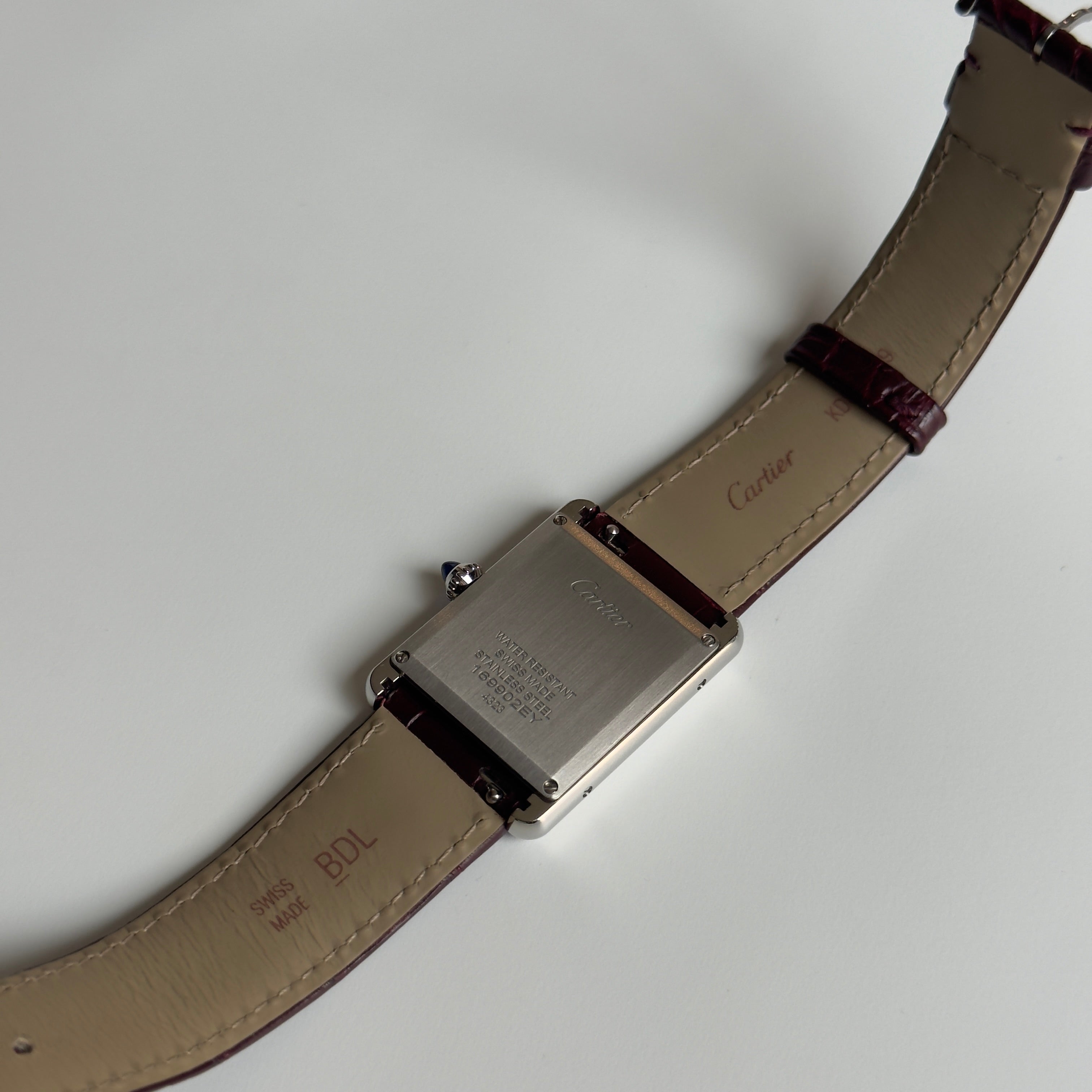 Cartier Tank Must Large Burgundy Reference WSTA0054 Steel Box & Papers Quartz Movement - Queen May