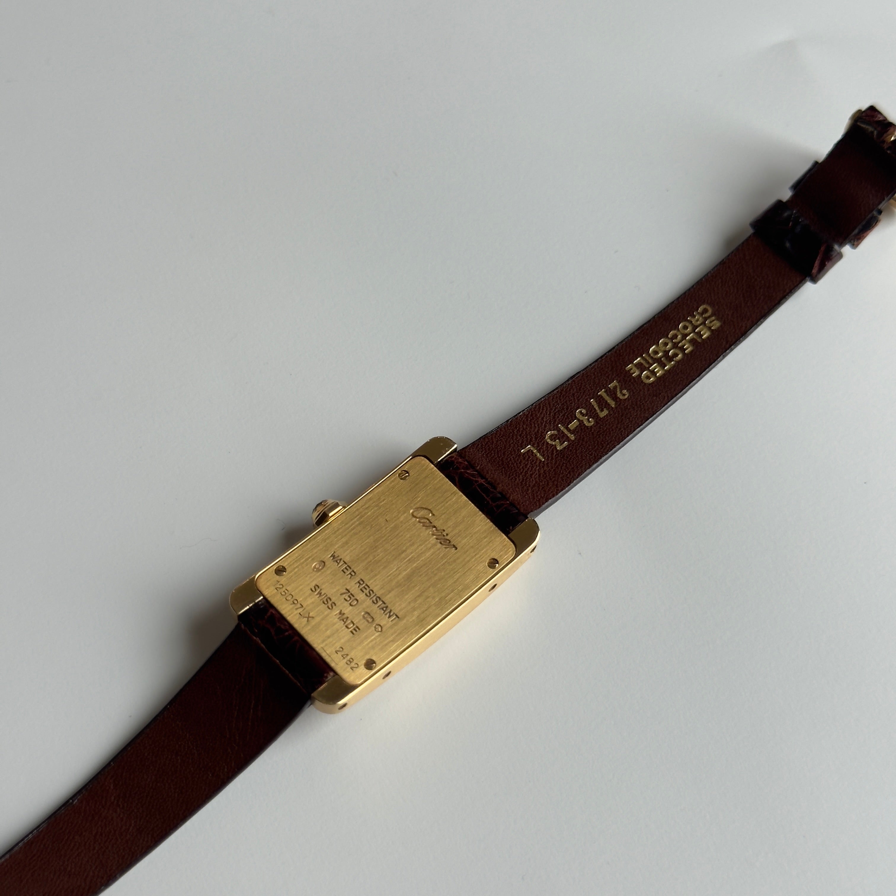 Cartier Tank Américaine 18K Yellow Gold Model 2482 White Roman Numeral Dial Quartz With Box and Papers