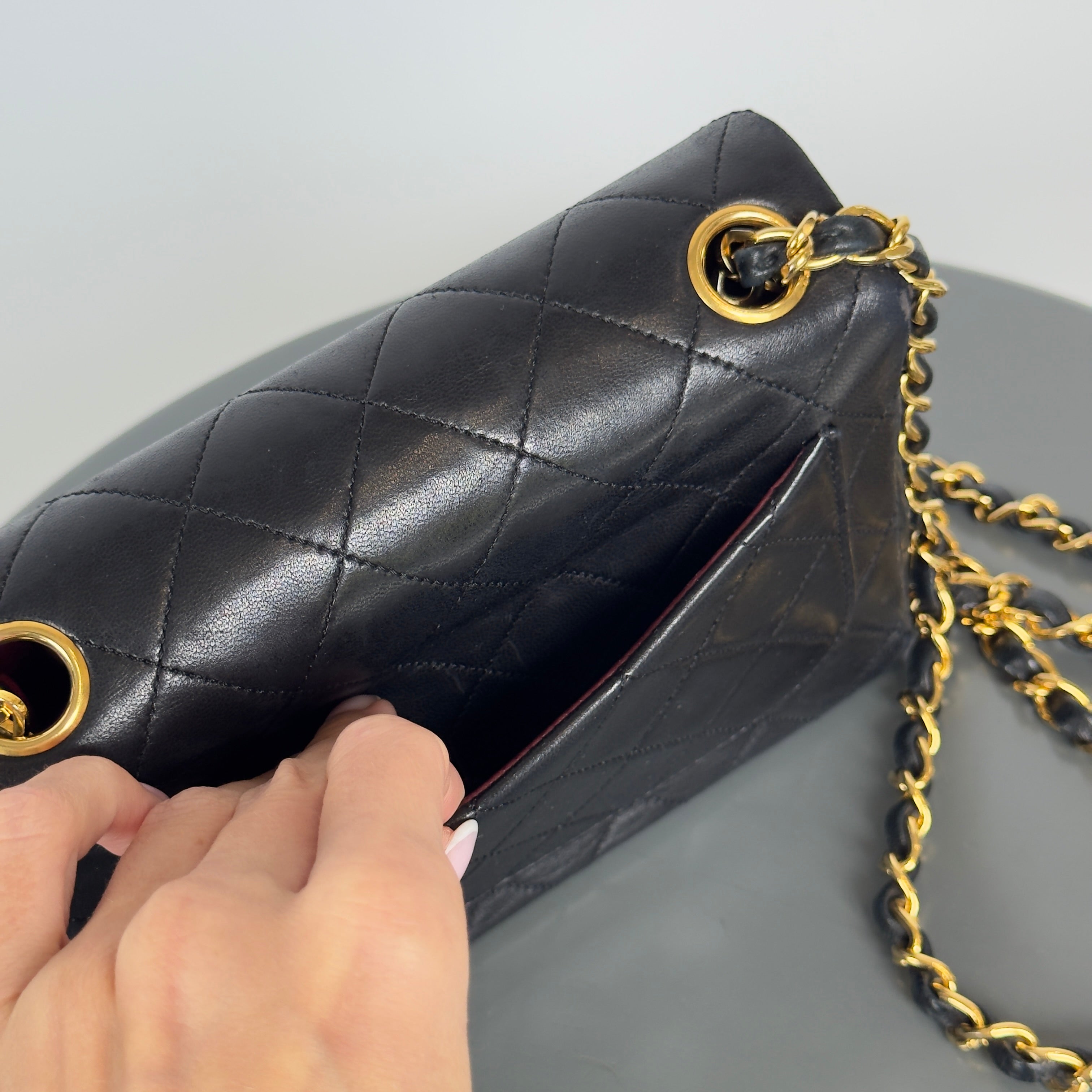 Chanel Vintage Square Mini Flap Bag Black - Queen May