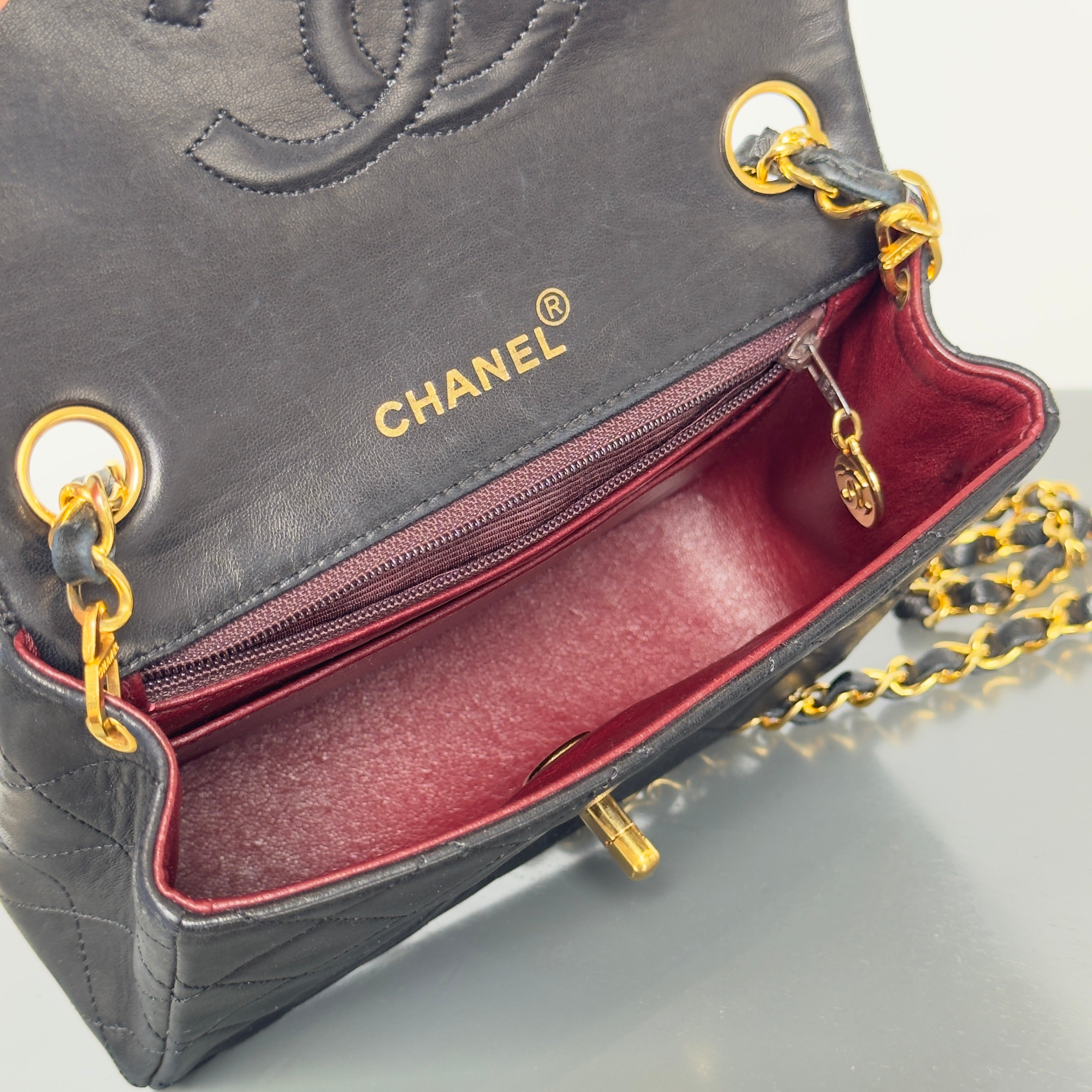 Chanel Vintage Square Mini Flap Bag Black - Queen May