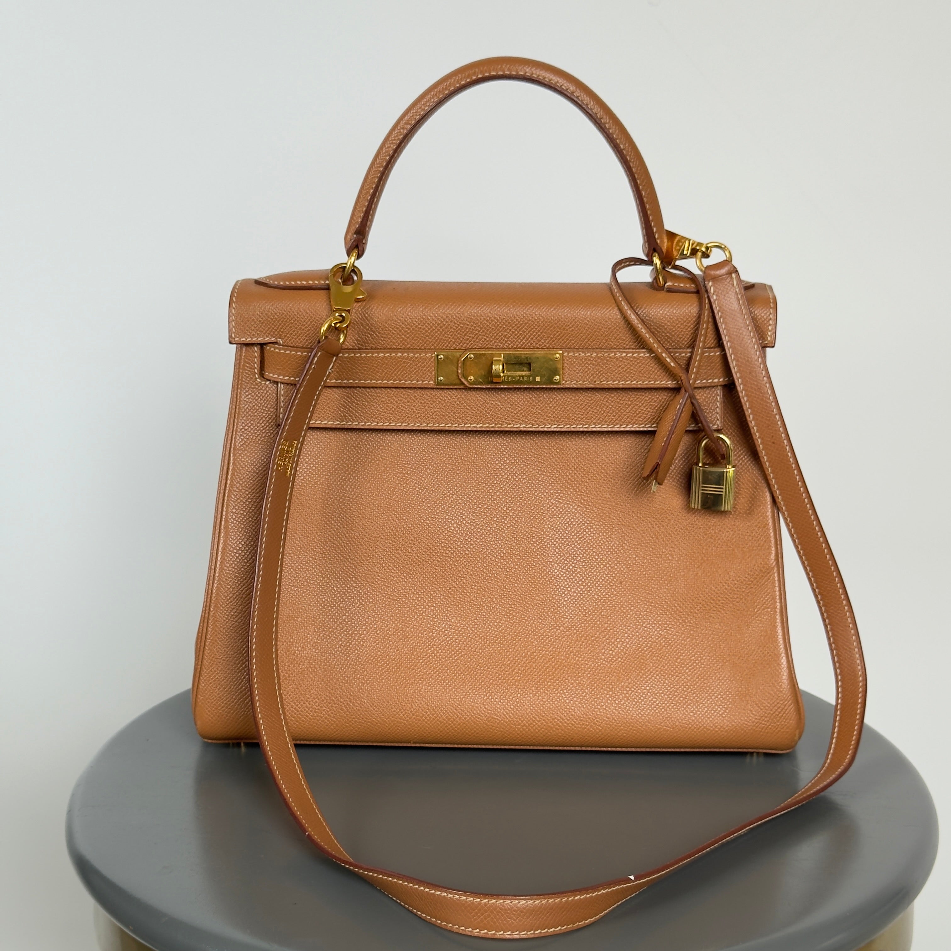 Hermes Courchevel Kelly 28 Gold with Gold Hardware 1999 - Queen May
