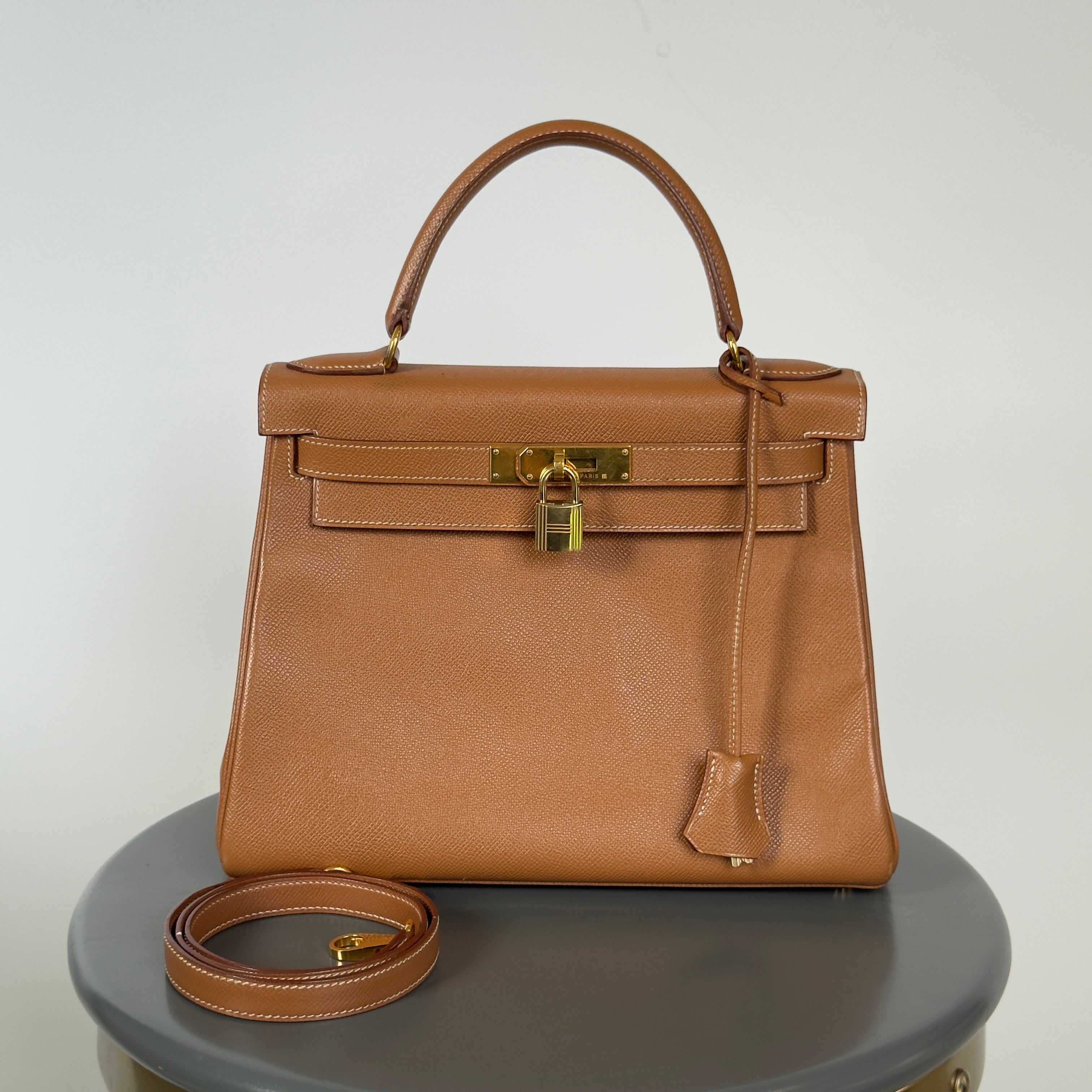 Hermes Courchevel Kelly 28 Gold with Gold Hardware 1999 - Queen May