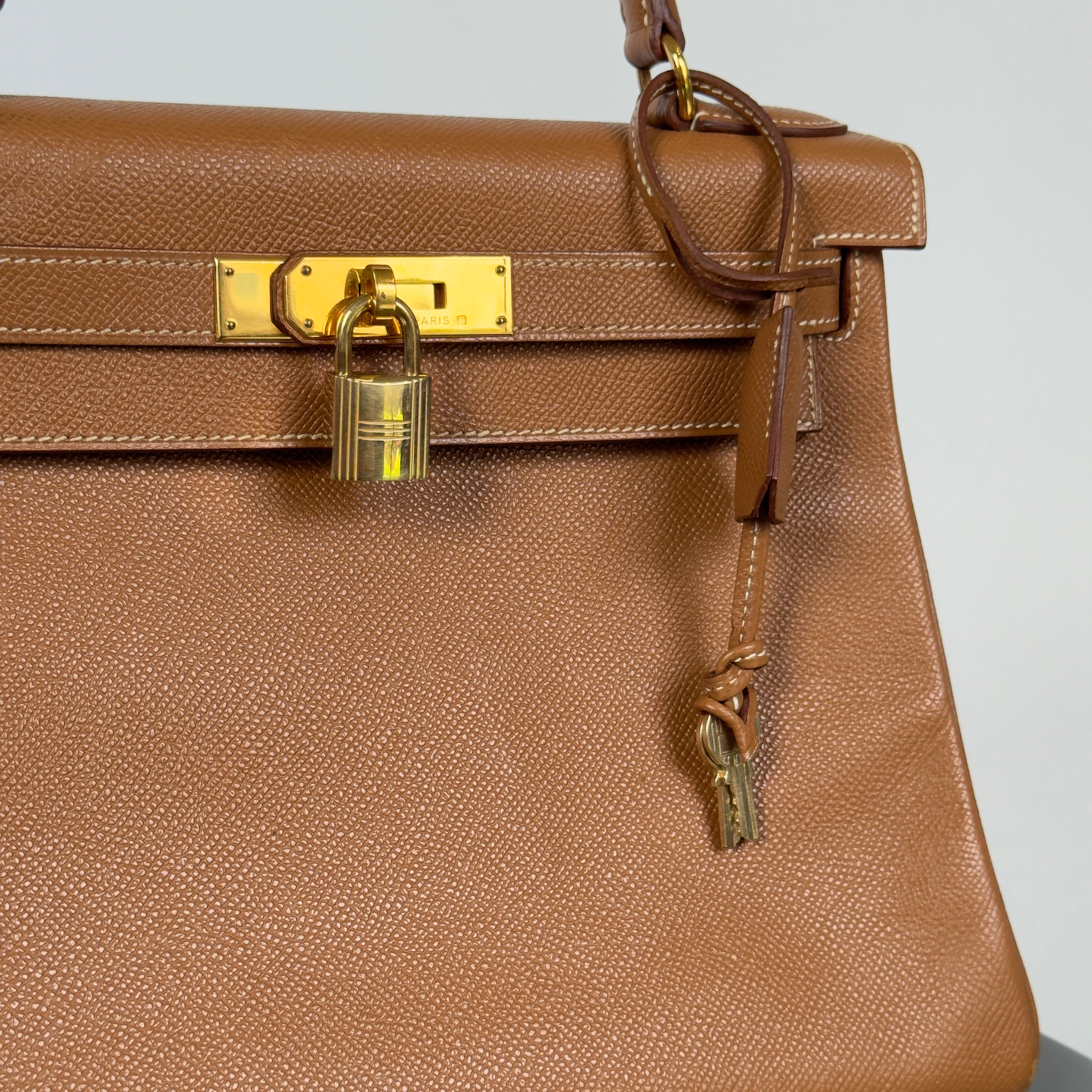 Hermes Courchevel Kelly 28 Gold with Gold Hardware 1999 - Queen May