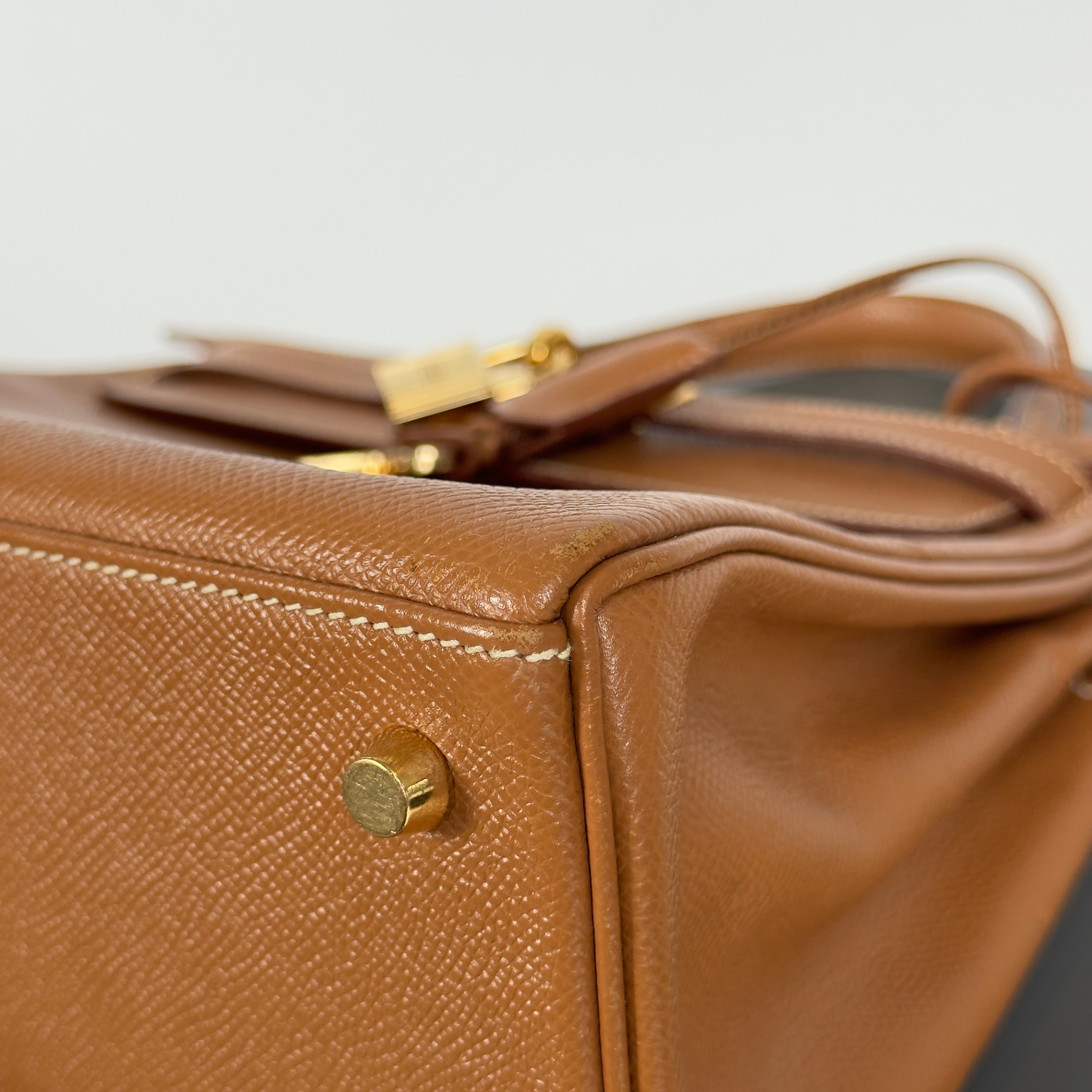 Hermes Courchevel Kelly 28 Gold with Gold Hardware 1999 - Queen May